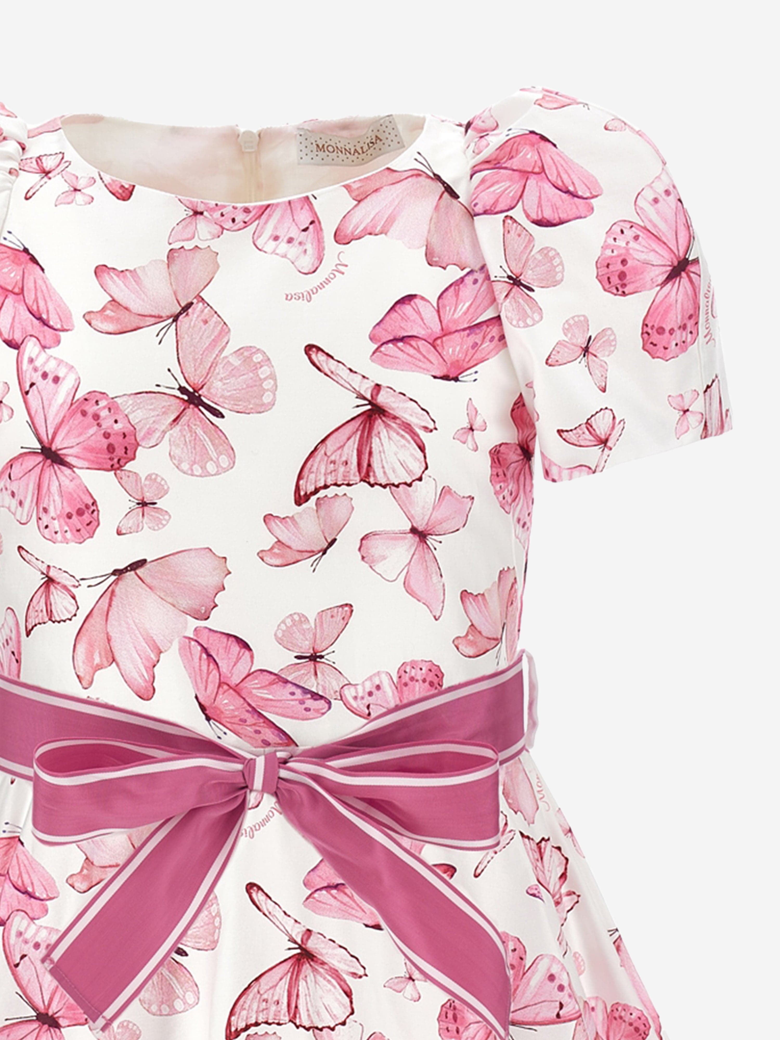 Girls Butterfly Print Dress in Pink