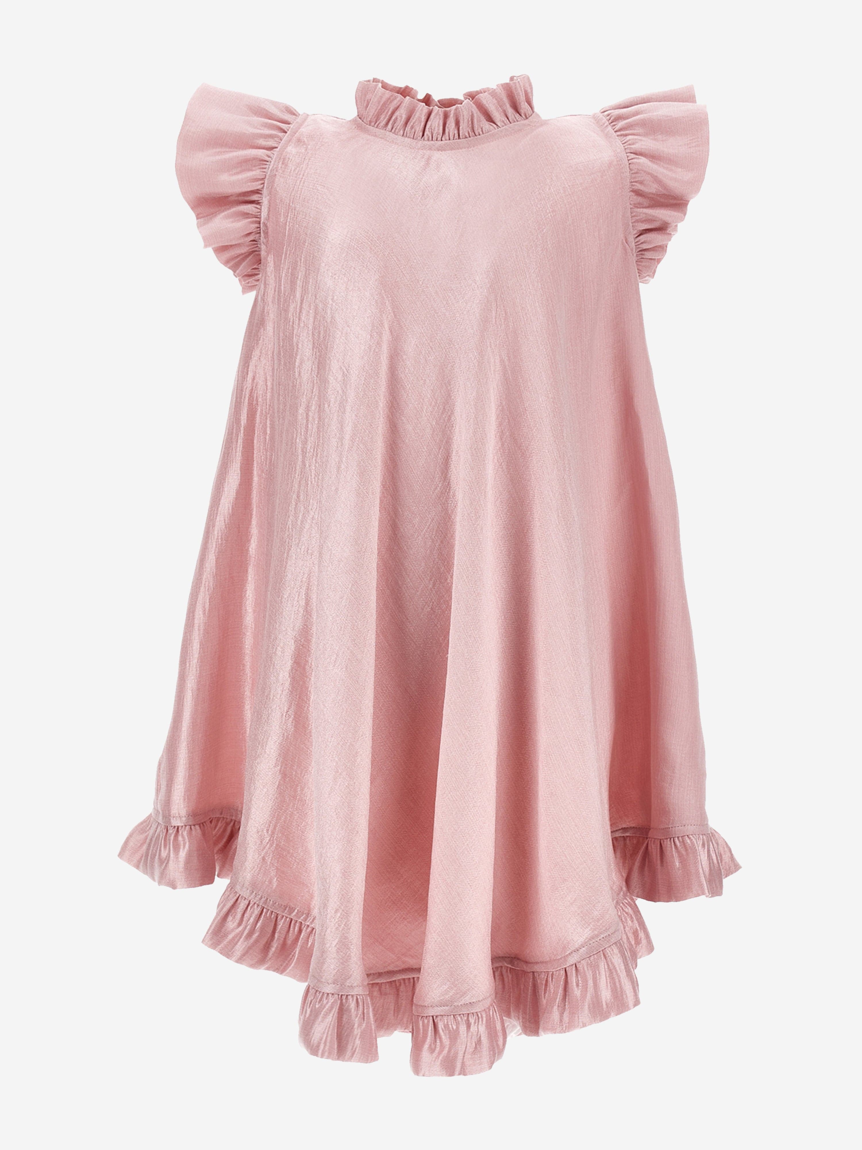 Girls Occasion Dress With Belt in Pink