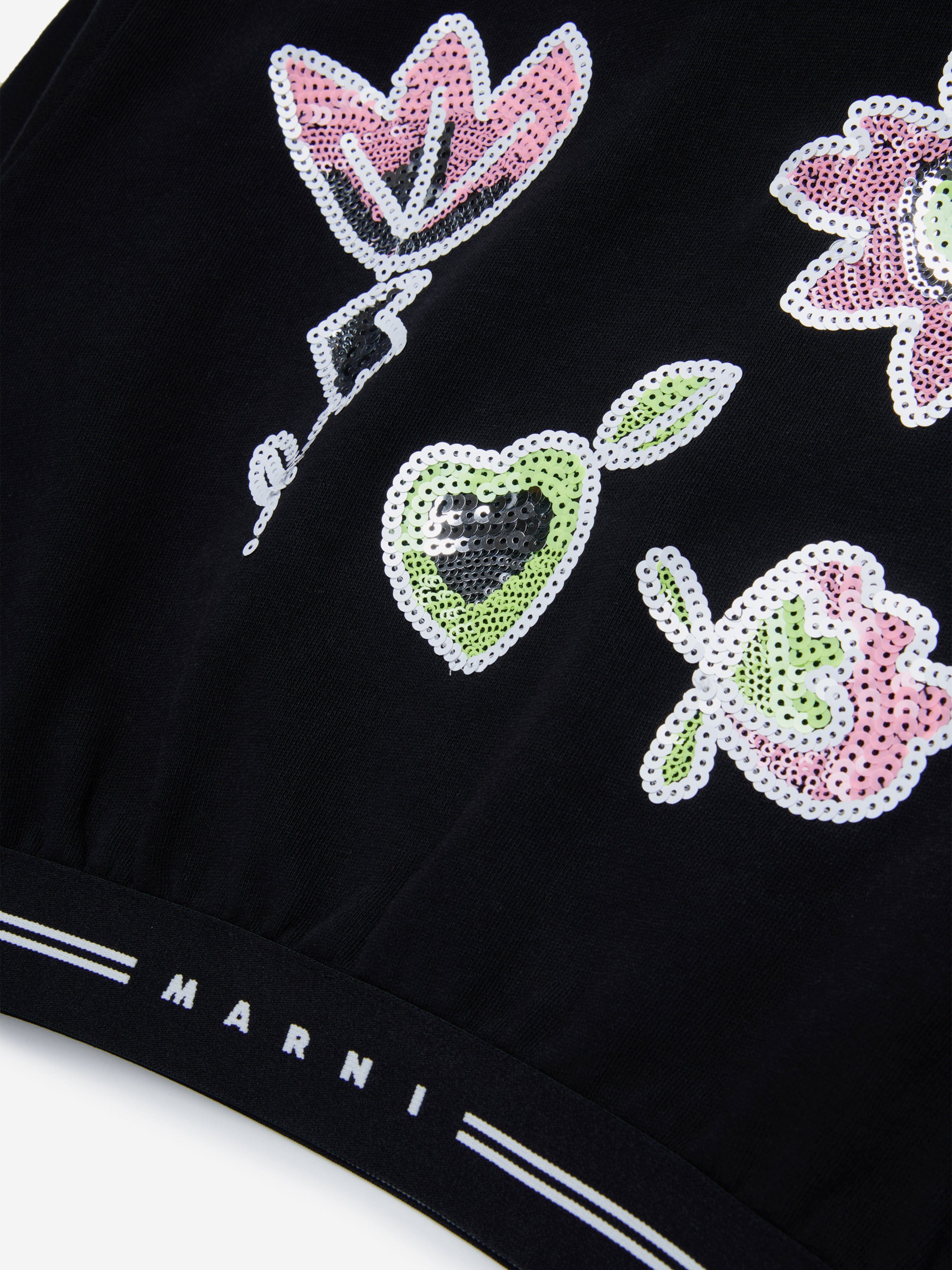 MARNI Girls Applique Hoodie in Black