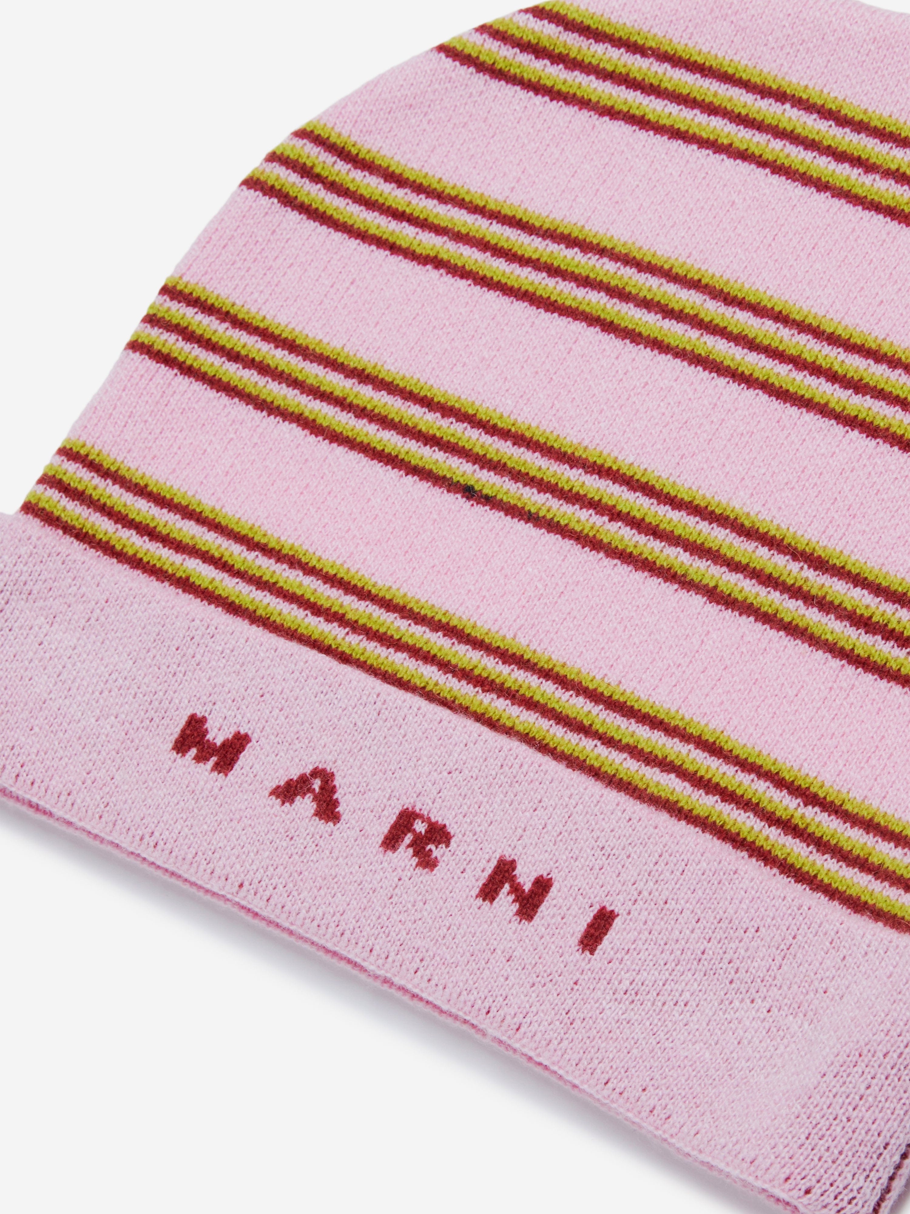 Kids Striped Beanie Hat in Pink