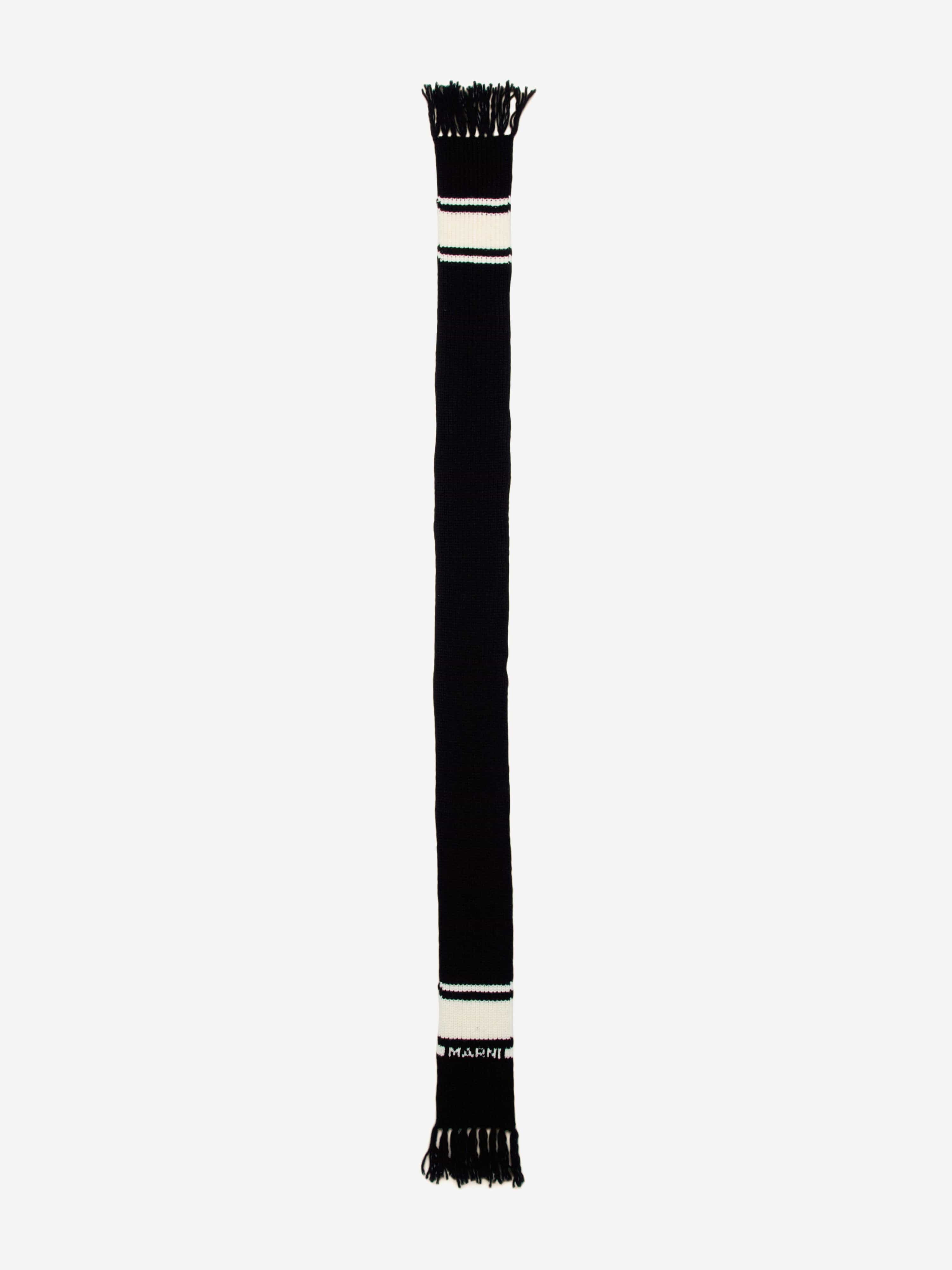 Kids Striped Knitted Scarf in Black
