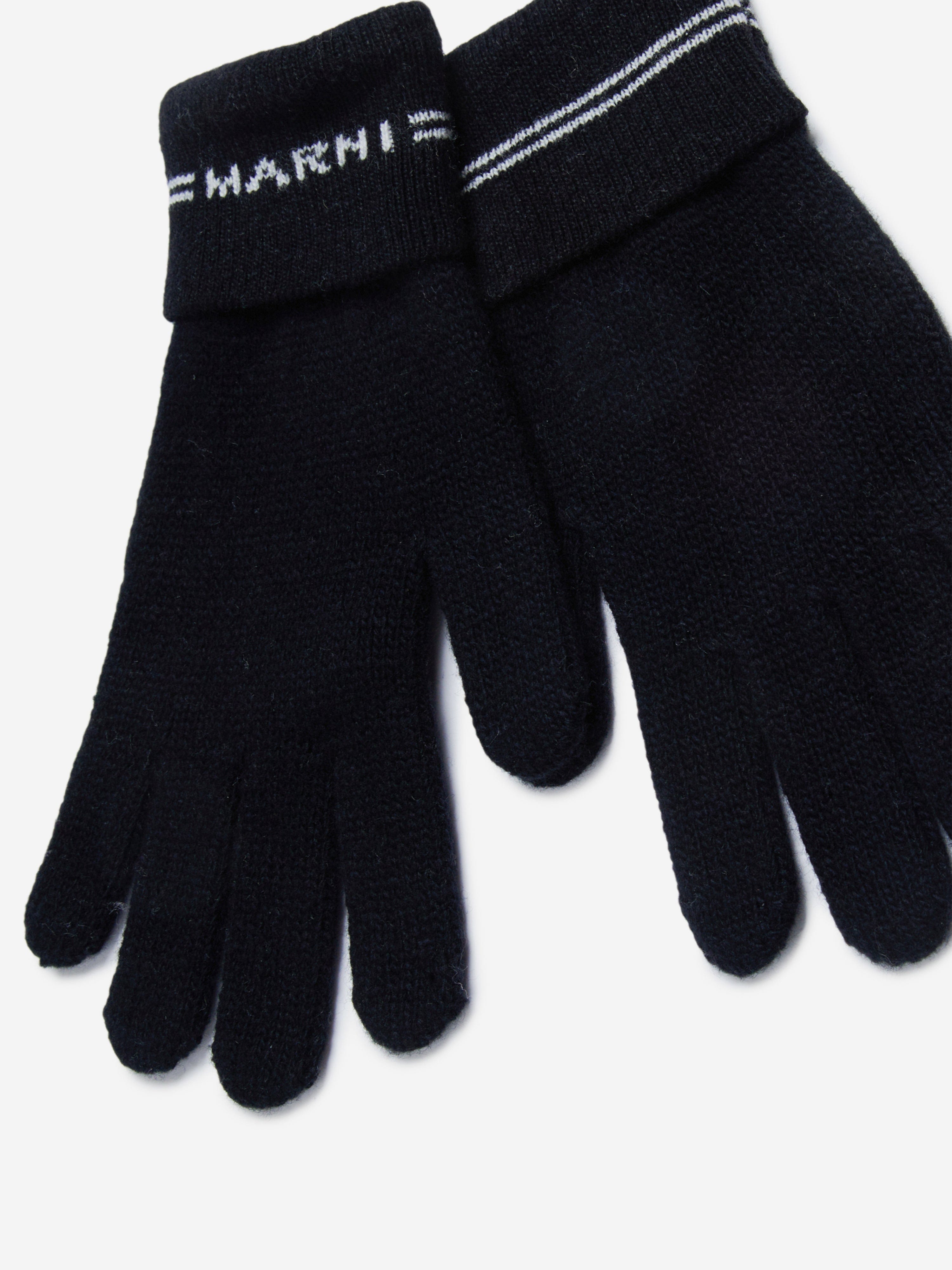 Kids Knitted Logo Gloves in Black