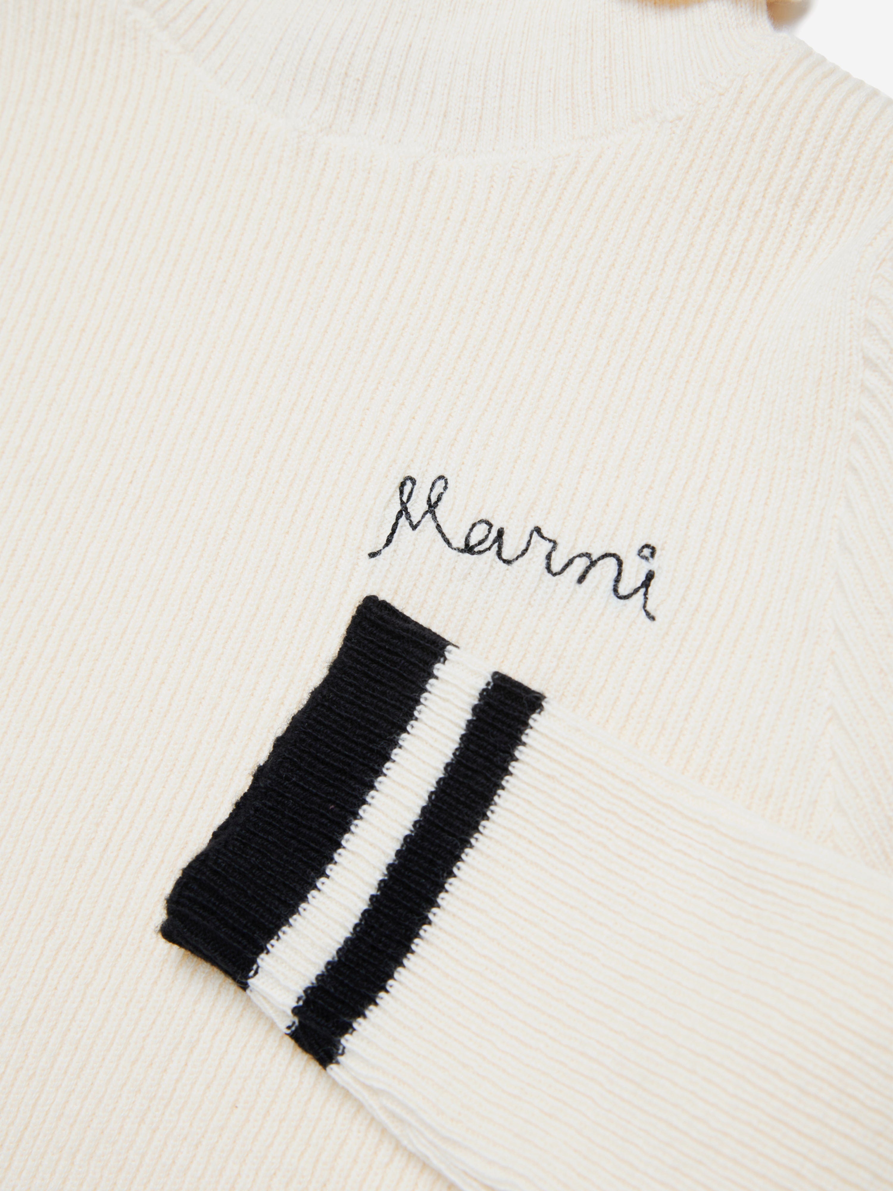 MARNI Girls Knitted Roll Neck Jumper in Ivory