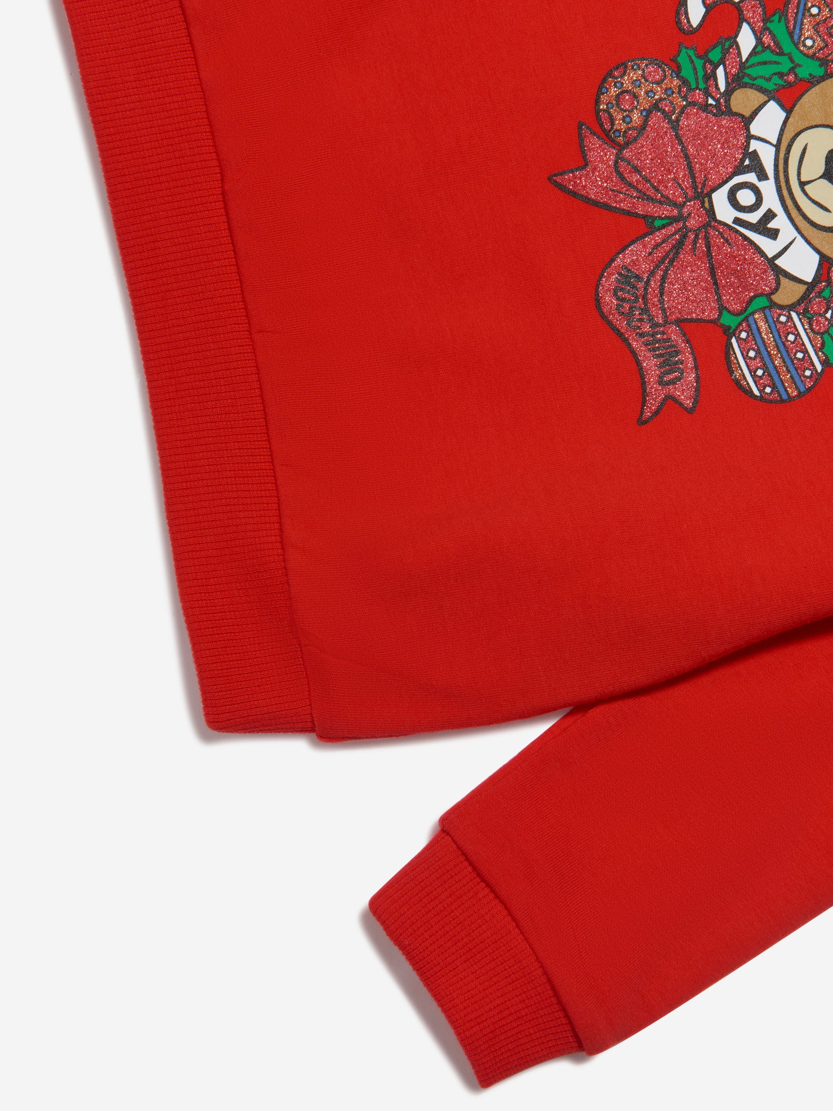 Moschino Baby Teddy Holiday Sweatshirt in Red