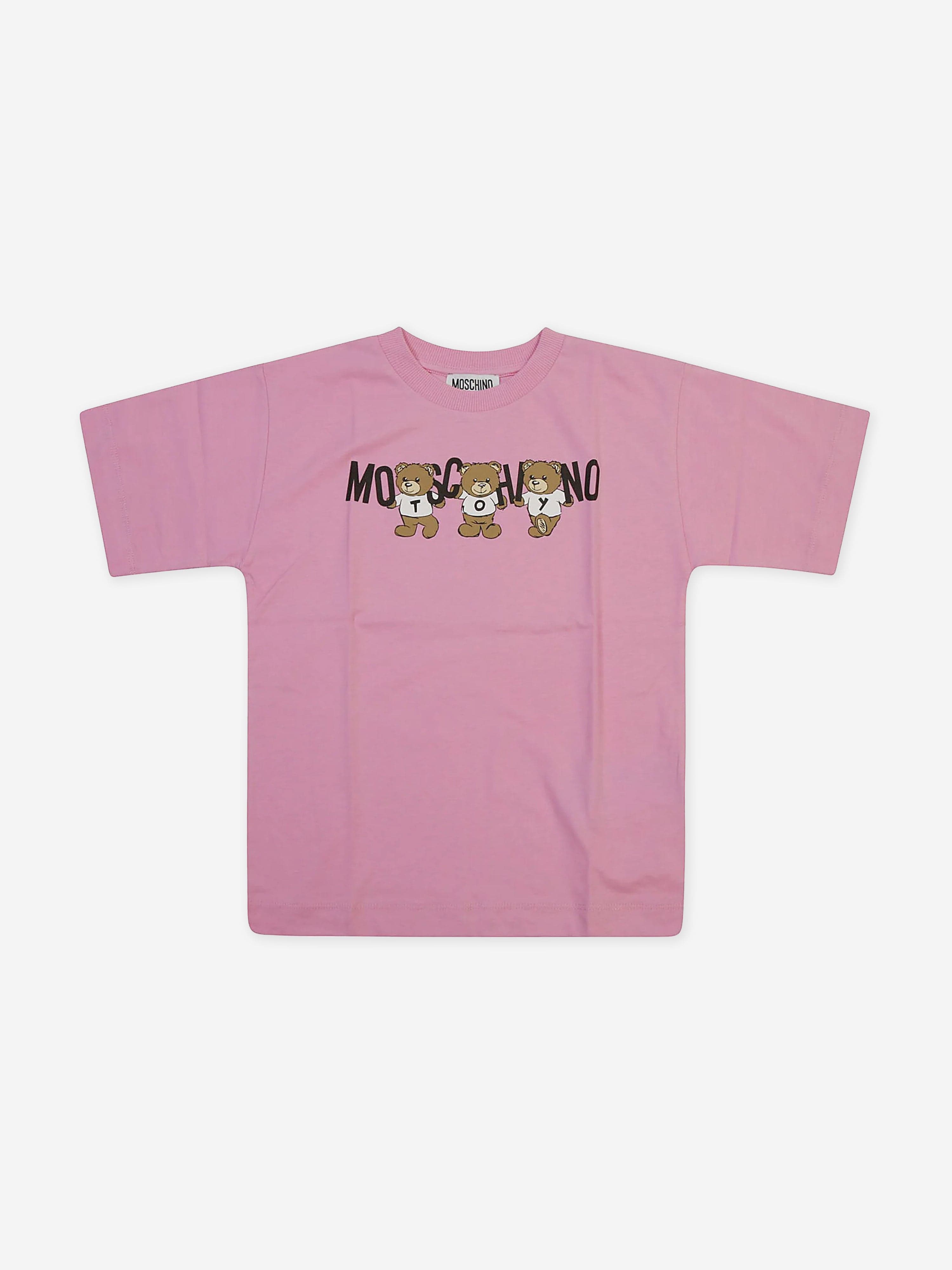 Girls Teddy Bear Logo T-Shirt in Pink