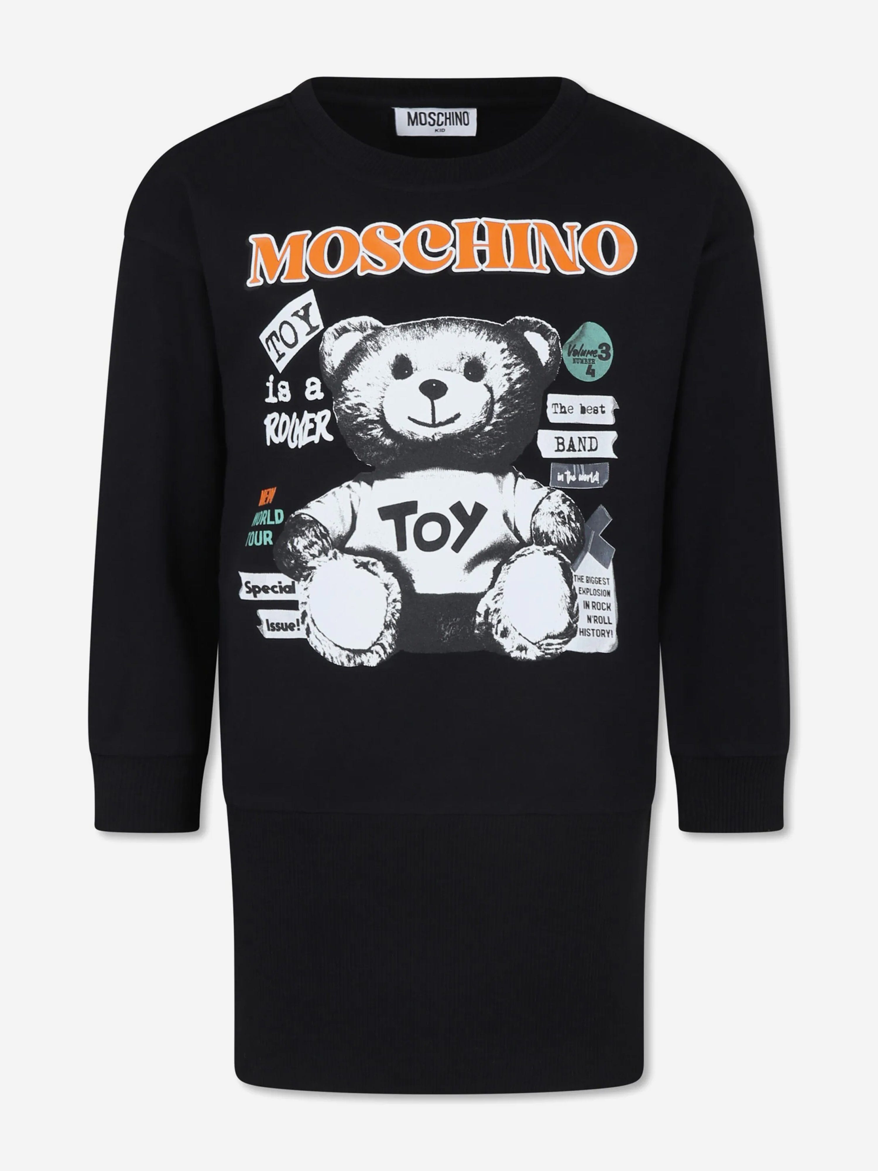 Girls Teddy Bear Sweater Dress in Black