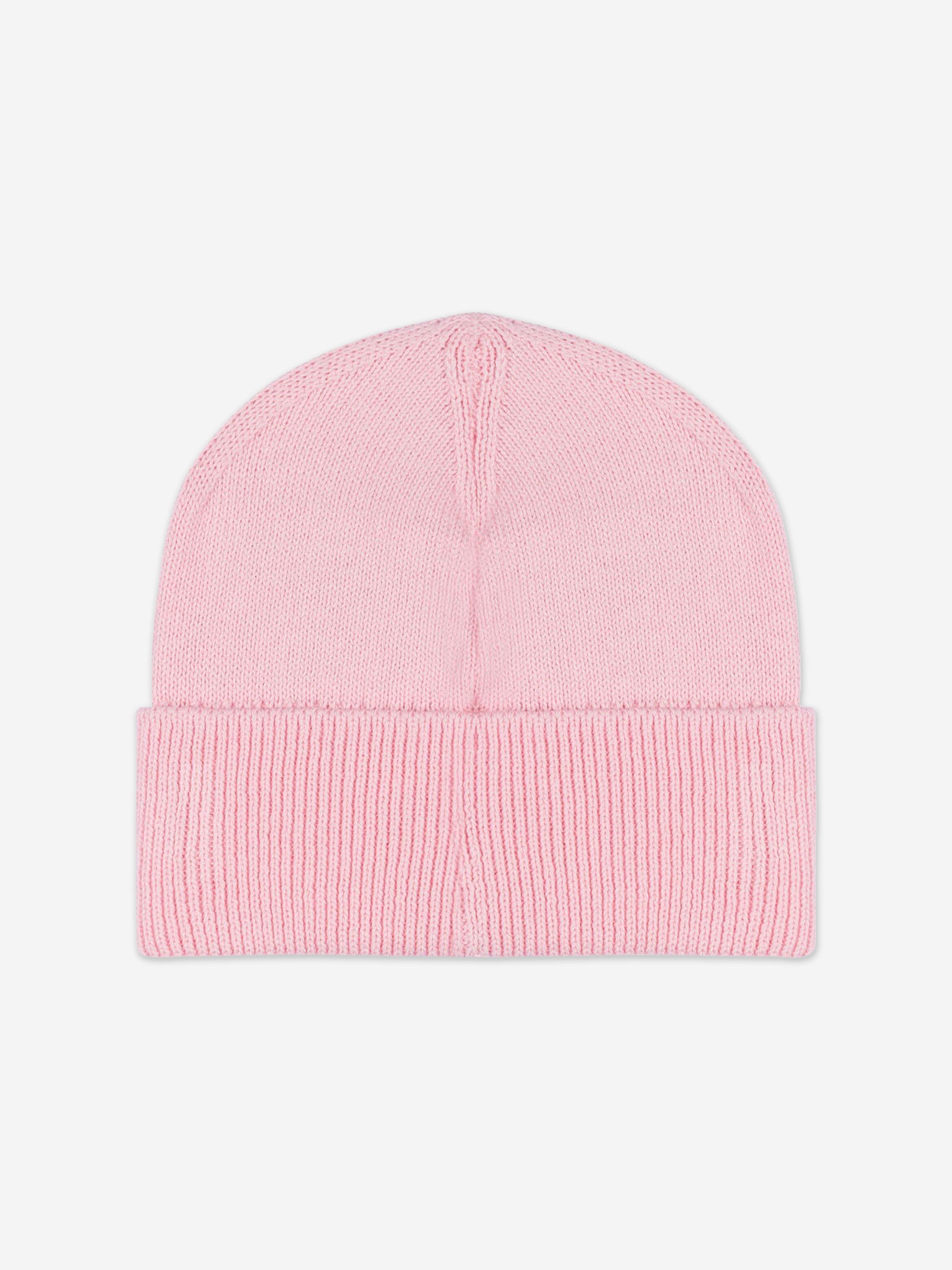 Girls Knitted Logo Beanie Hat in Pink