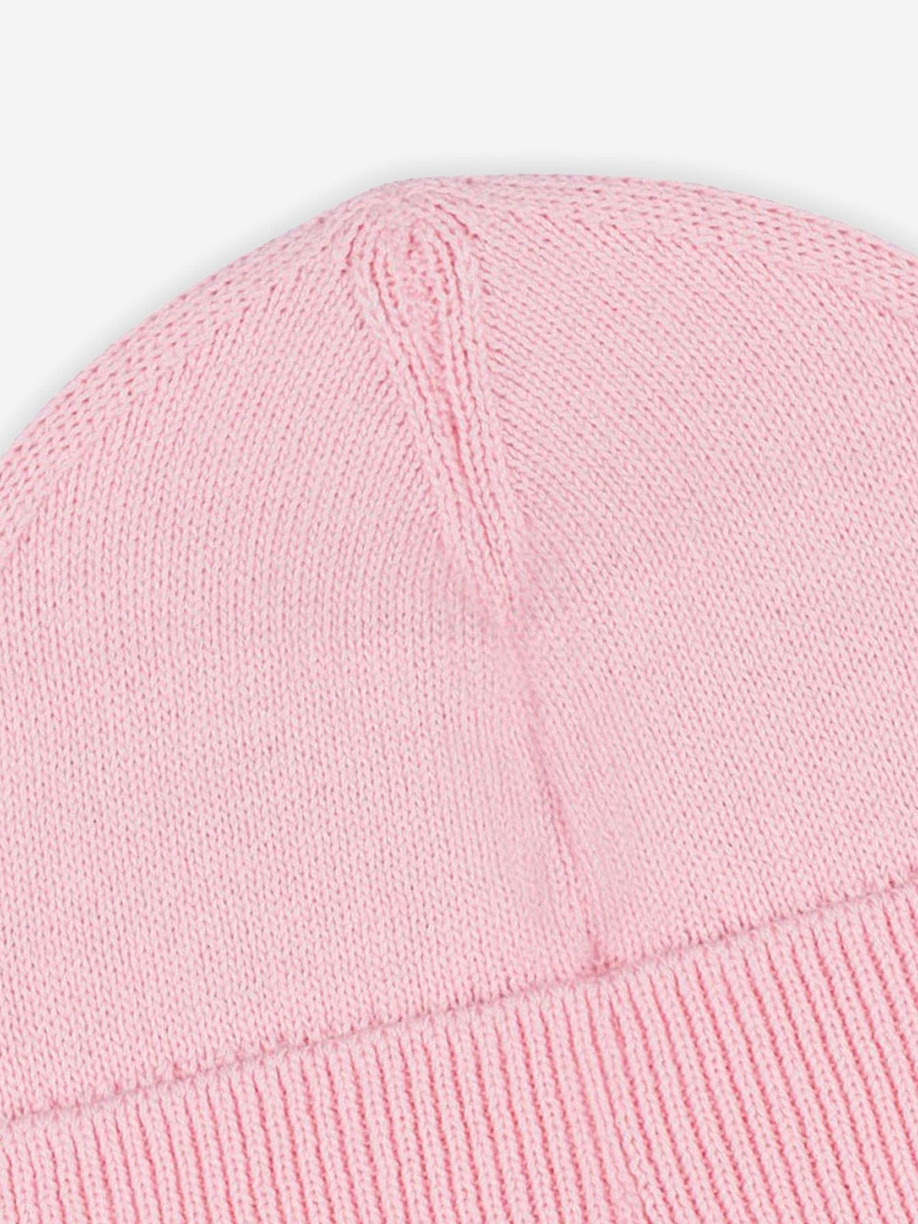 Girls Knitted Logo Beanie Hat in Pink