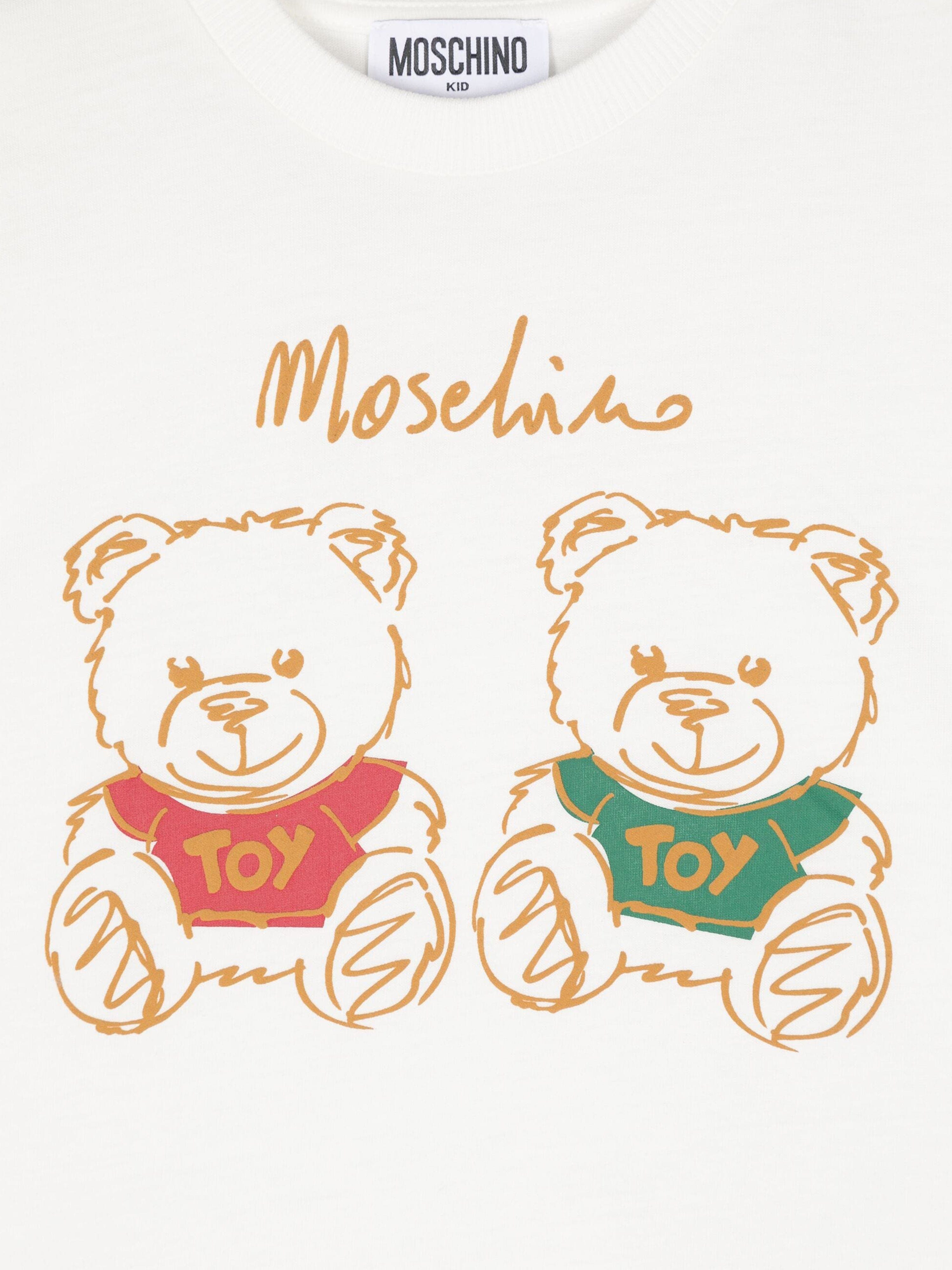 Kids Teddy Bear Logo T-Shirt in Ivory