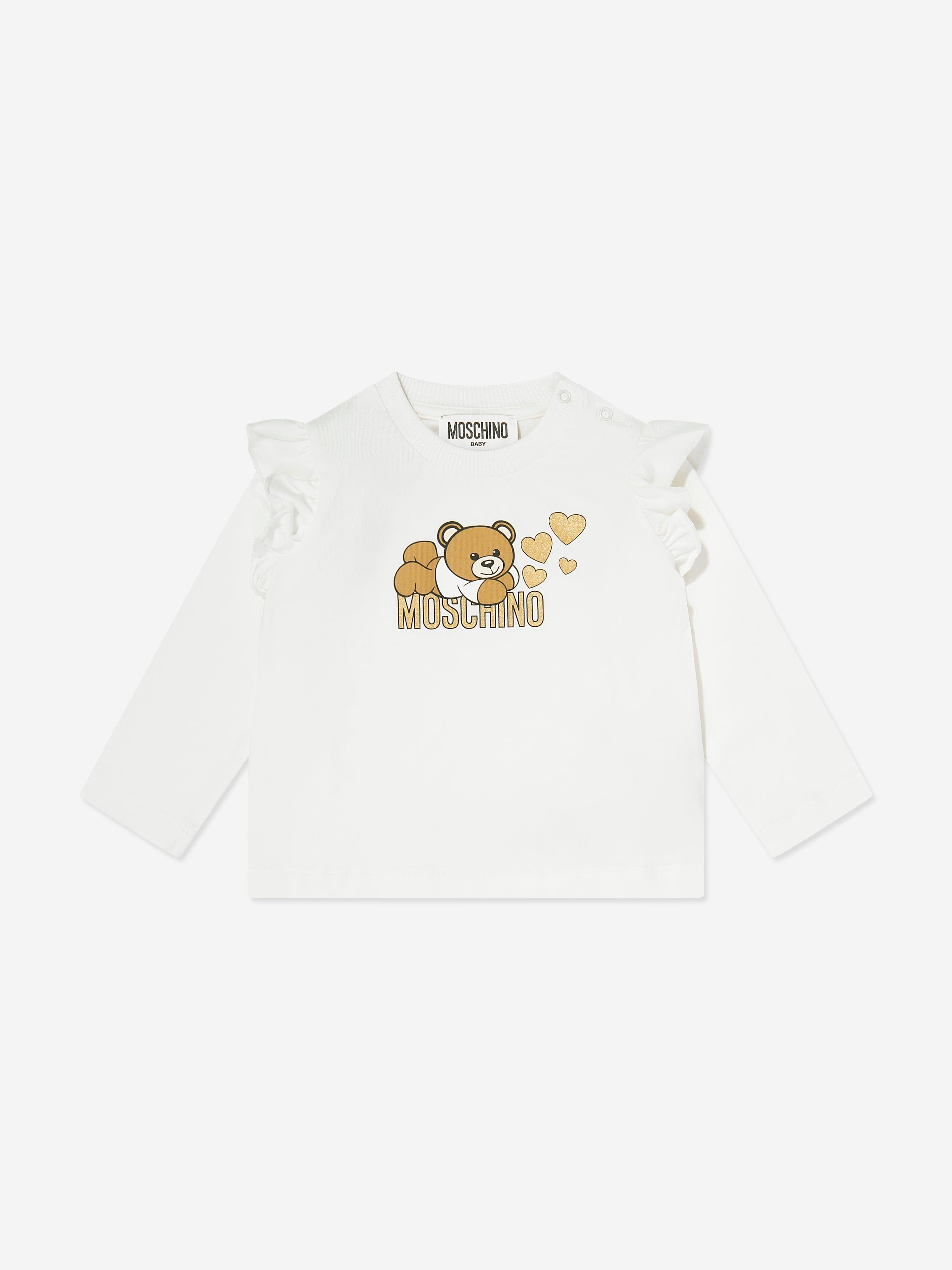 Baby Girls Bear Logo Leggings Set in Ivory