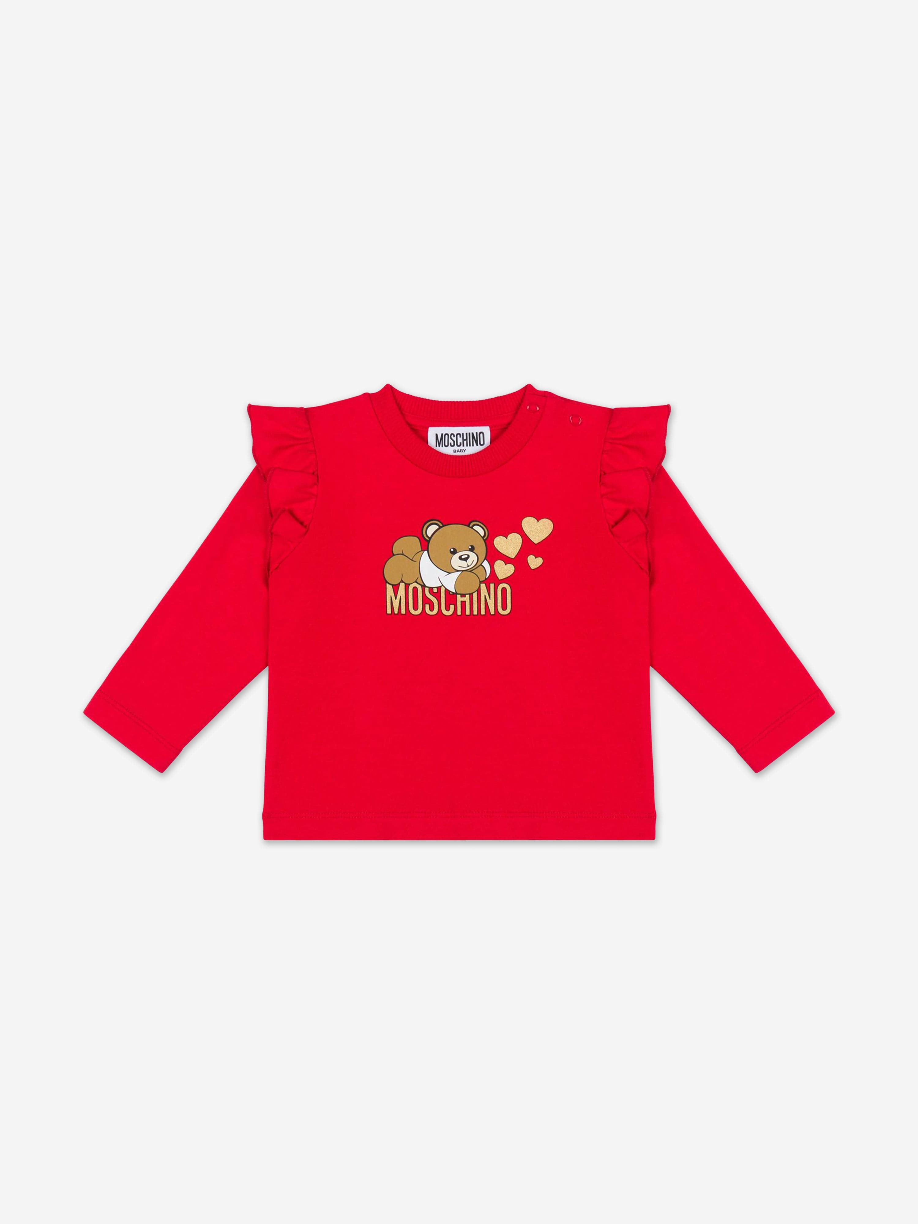 Baby Girls Bear Logo Leggings Set in Red