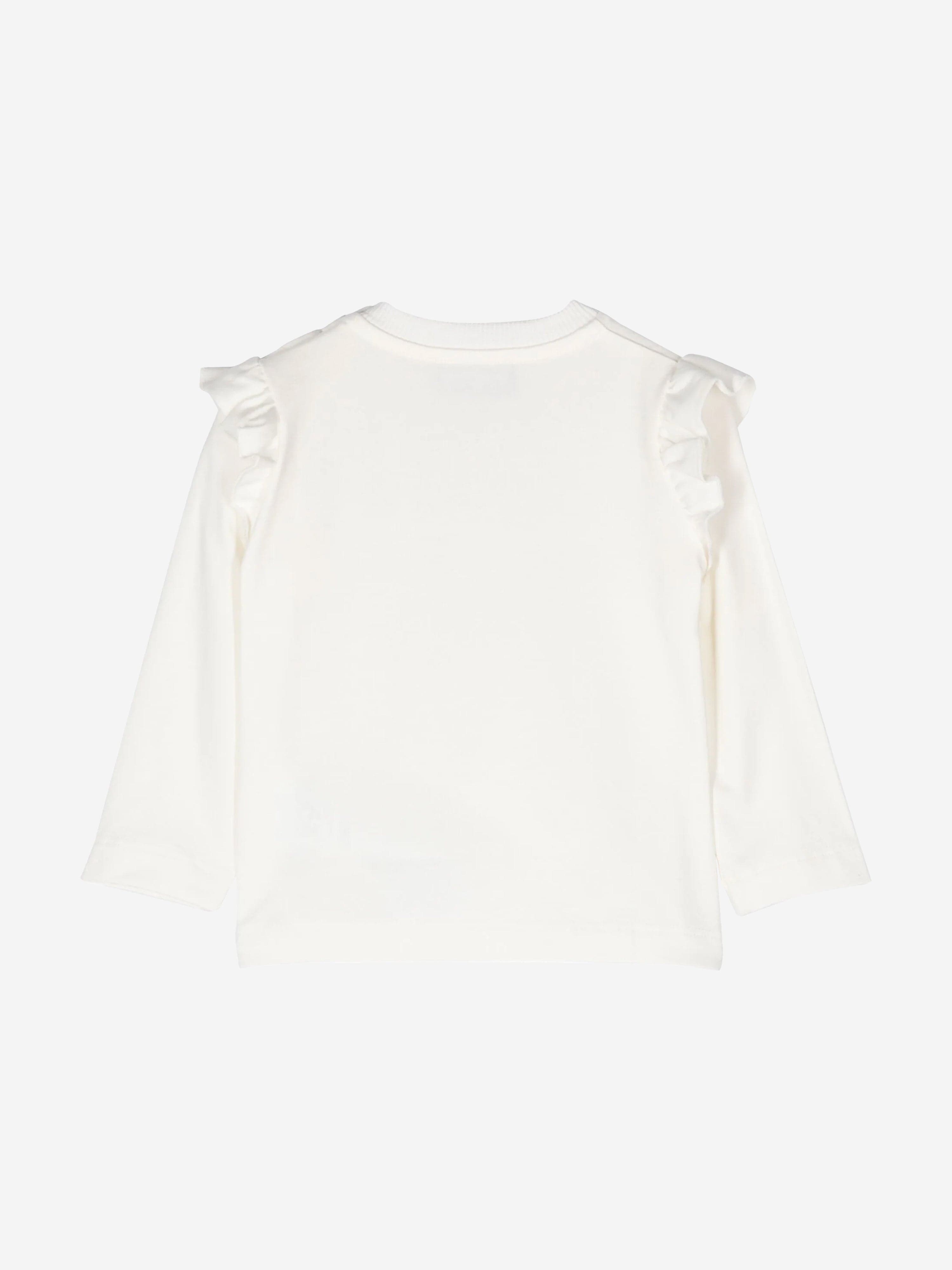 Baby Girls Long Sleeve Logo T-Shirt in Ivory