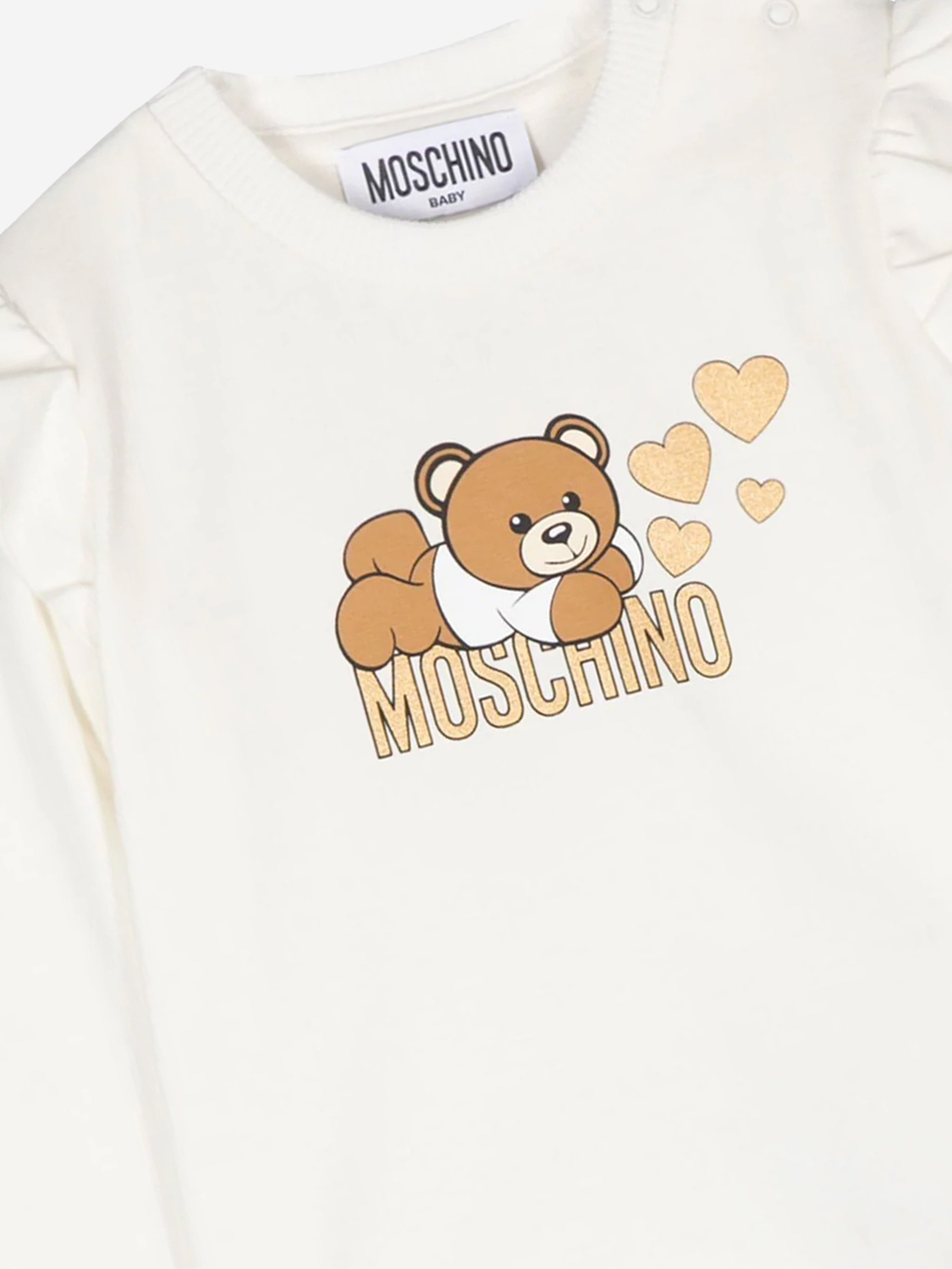 Baby Girls Long Sleeve Logo T-Shirt in Ivory