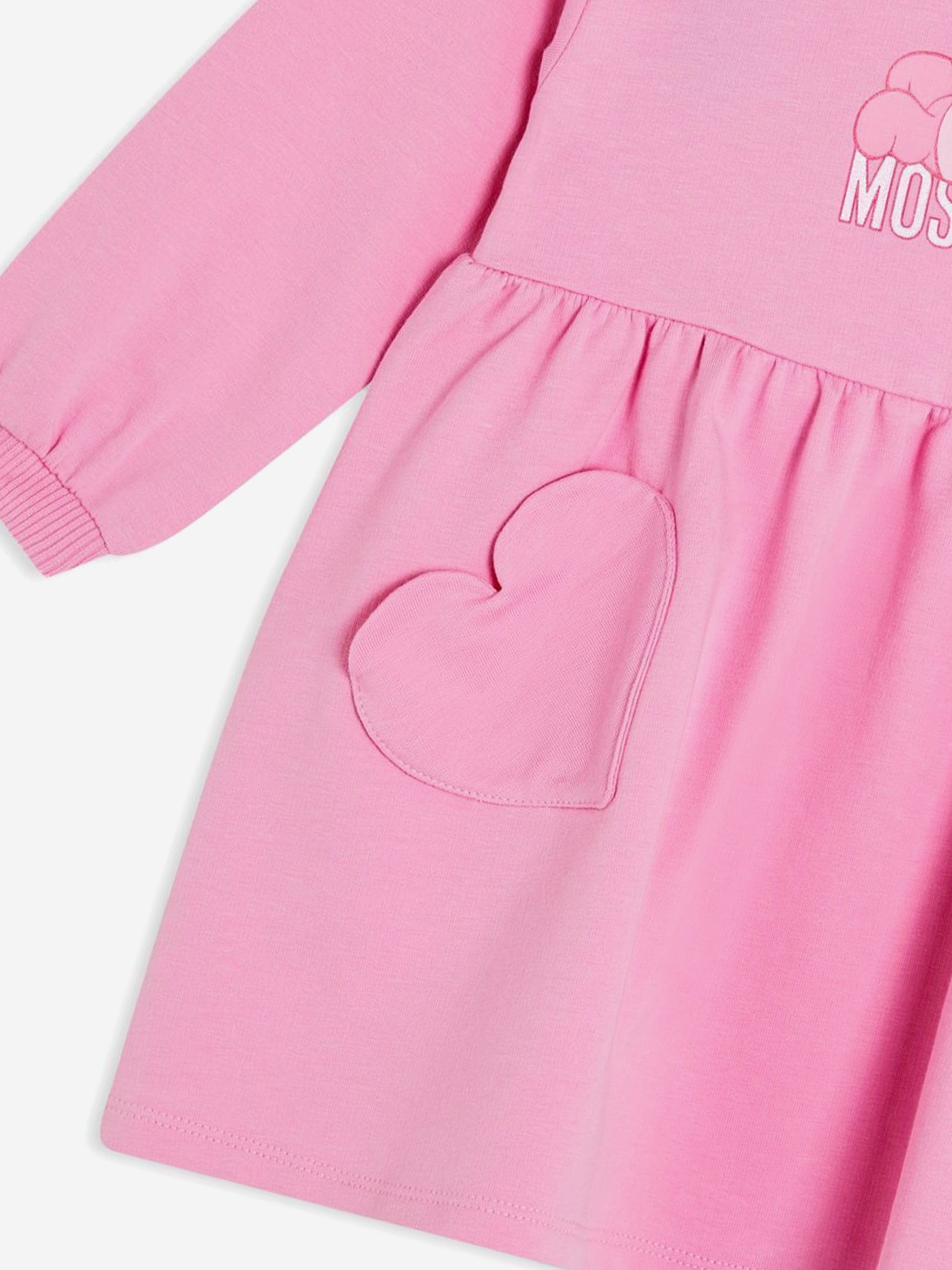 Baby Girls Bear Logo Sweater Dress in Pink