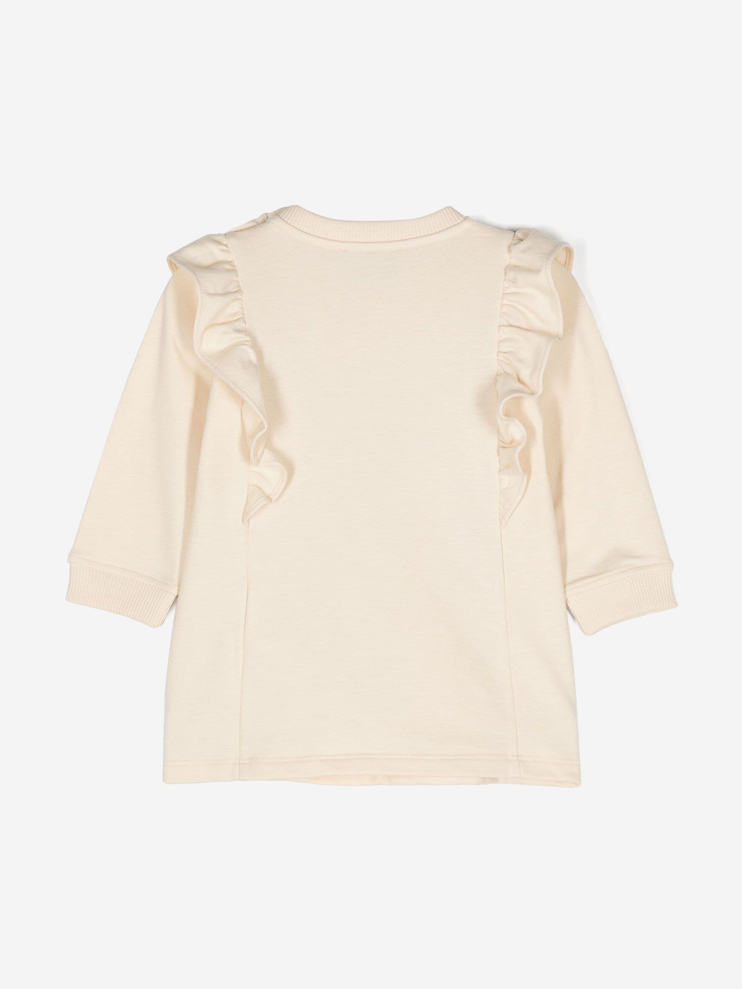 Moschino Baby Girls Bear Logo Dress With Gift Box in Beige