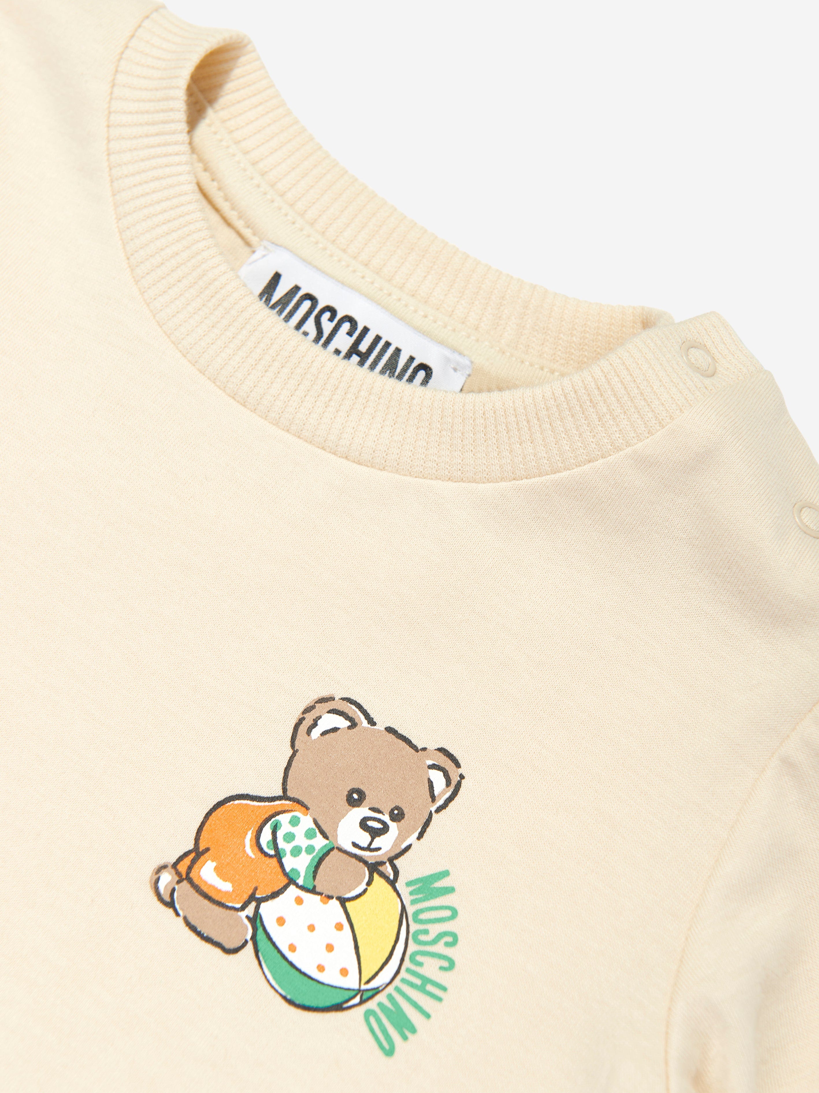 Baby Long Sleeve Bear T-Shirt in Beige