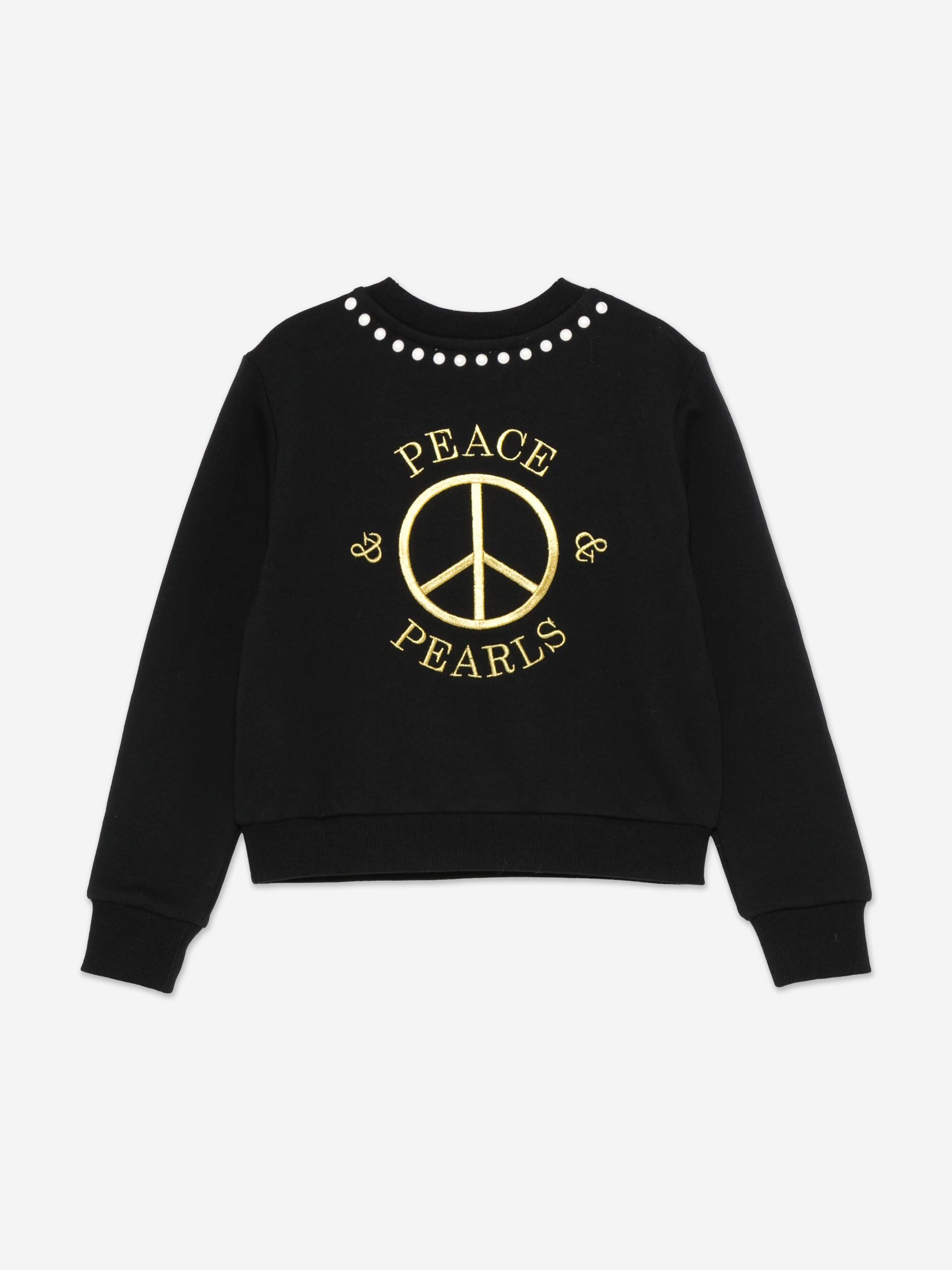 Girls Peace Pearls Sweatshirt in Black