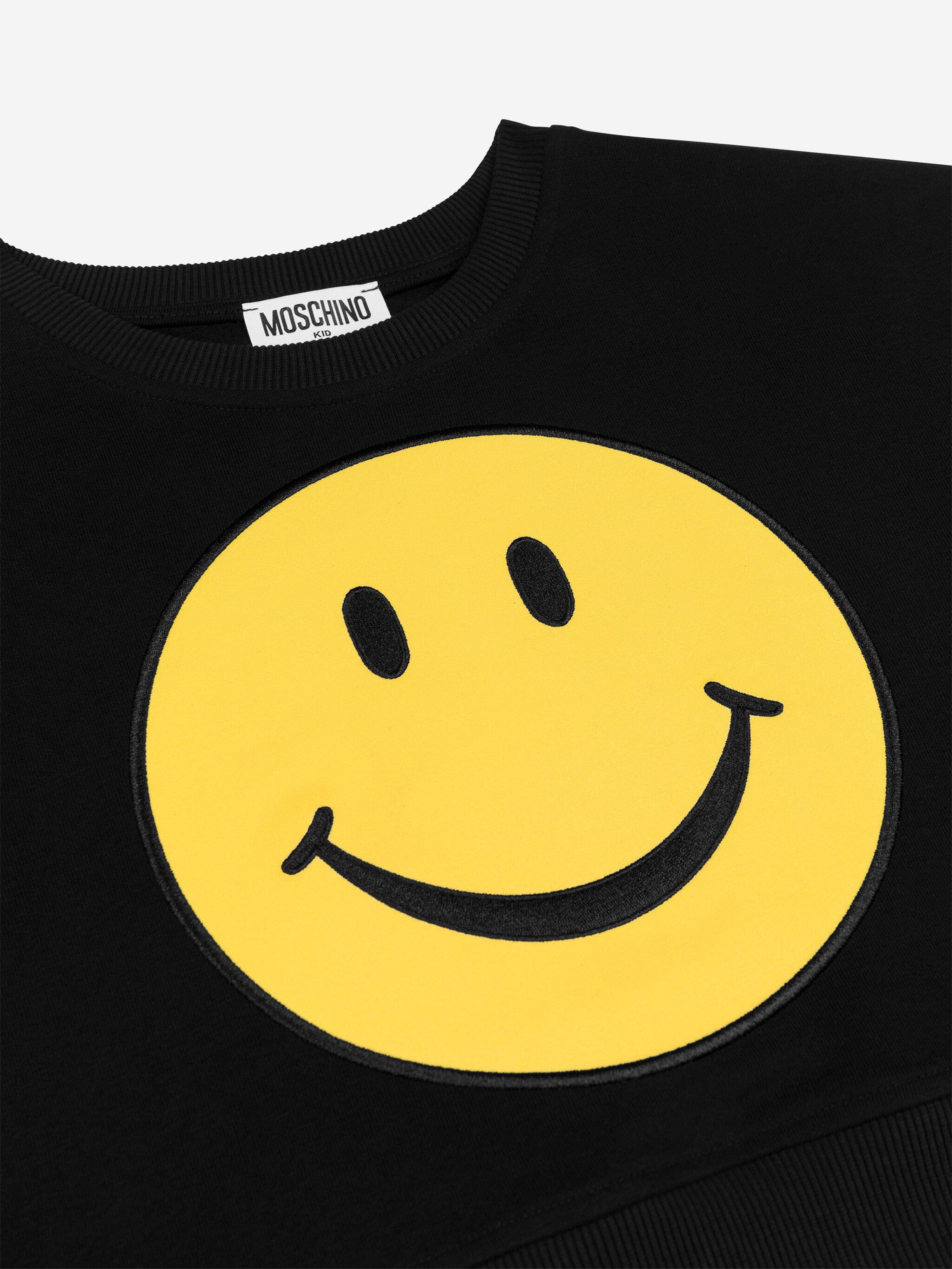 Kids Smiley Face Sweatshirt in Black