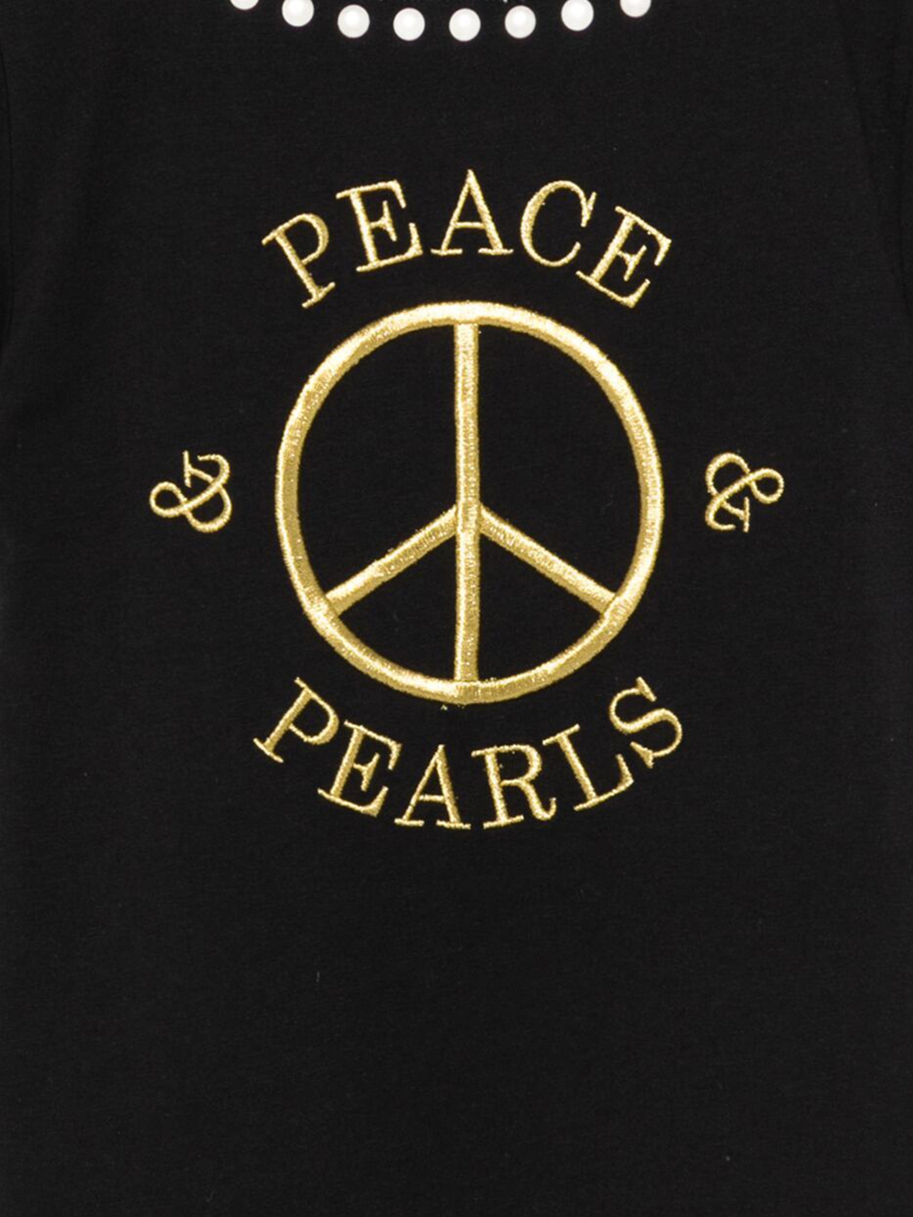 Girls Peace Pearls T-Shirt in Black