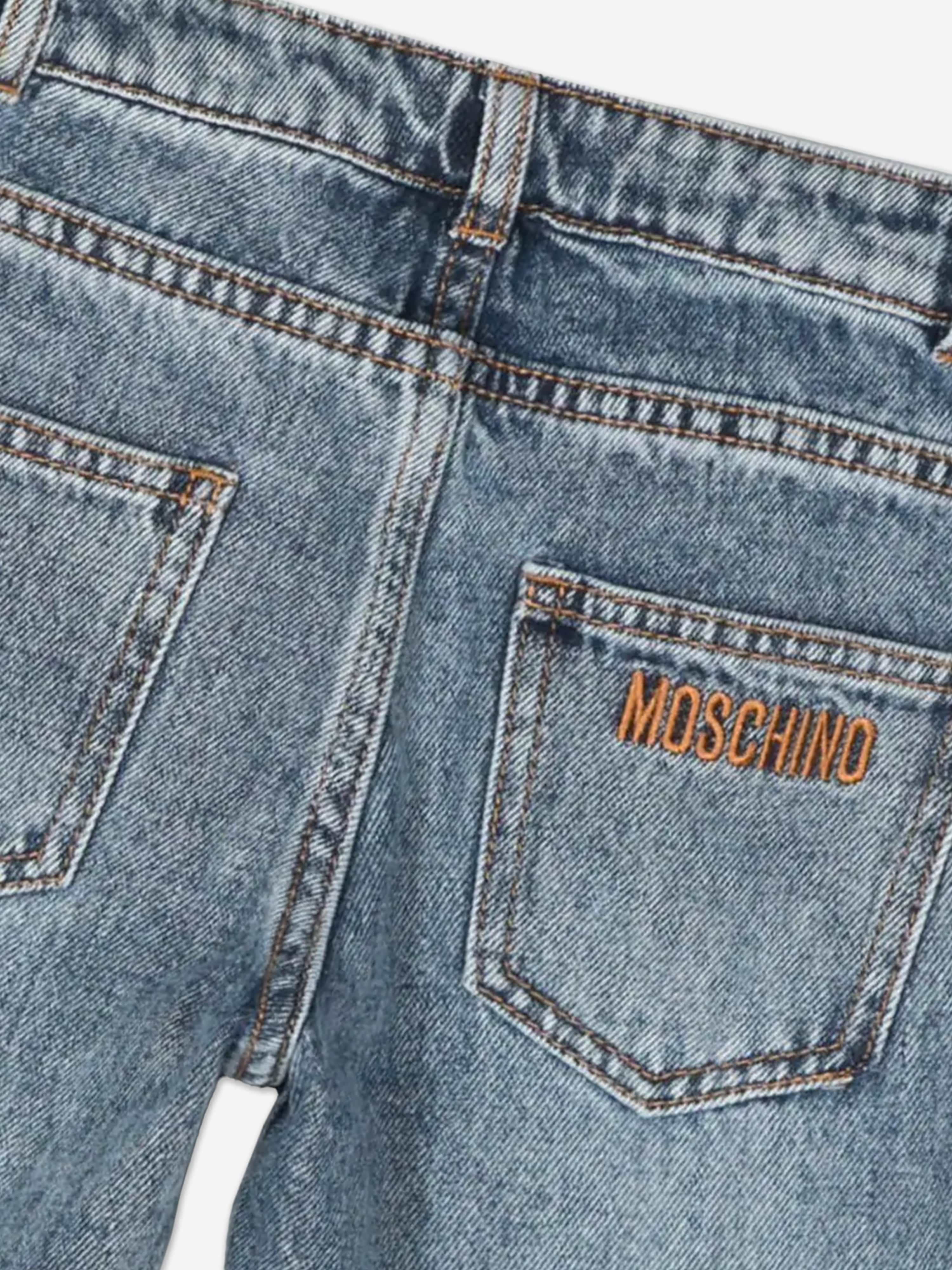 Moschino Kids Vintage Wash Jeans in Blue