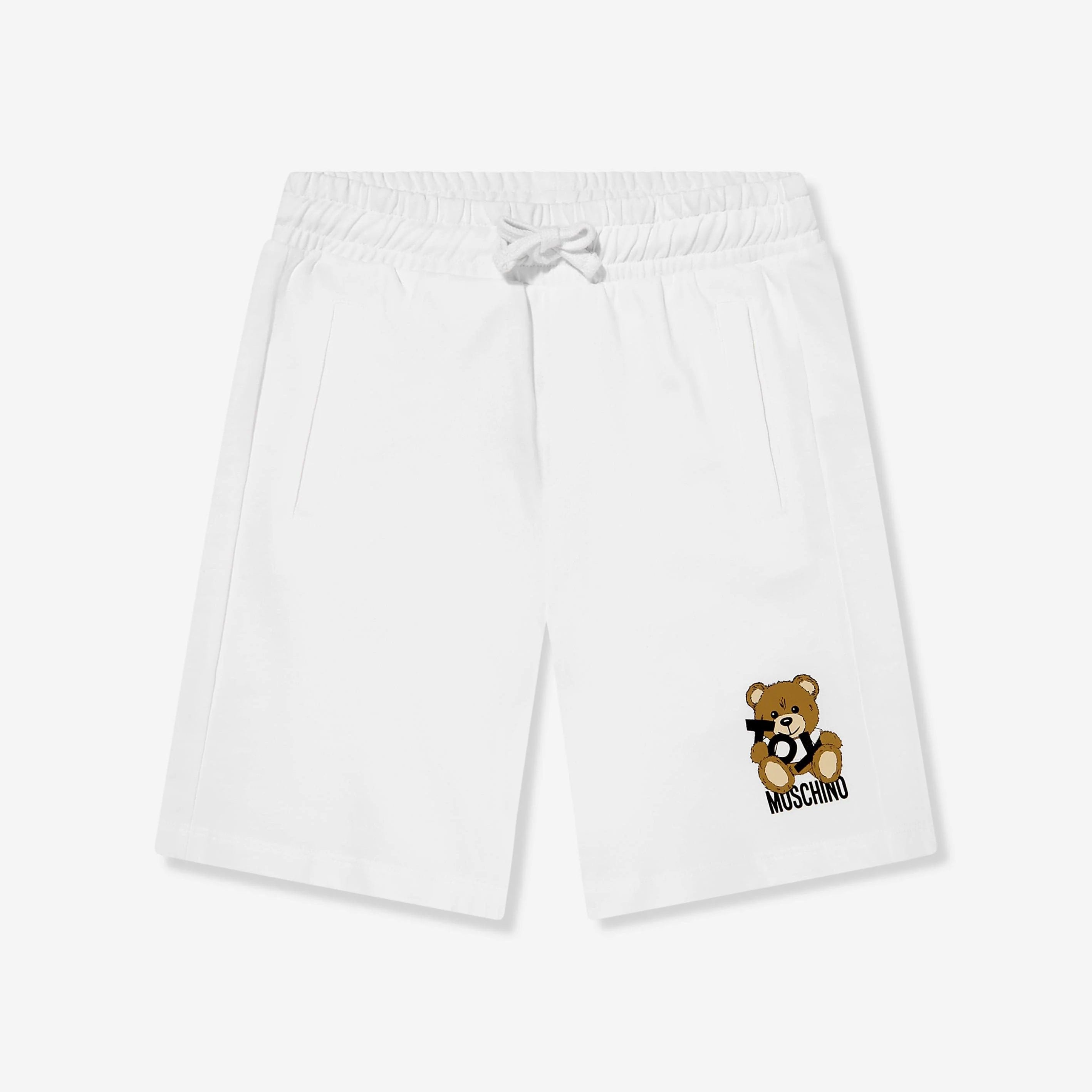 Boys White Printed Cotton Shorts