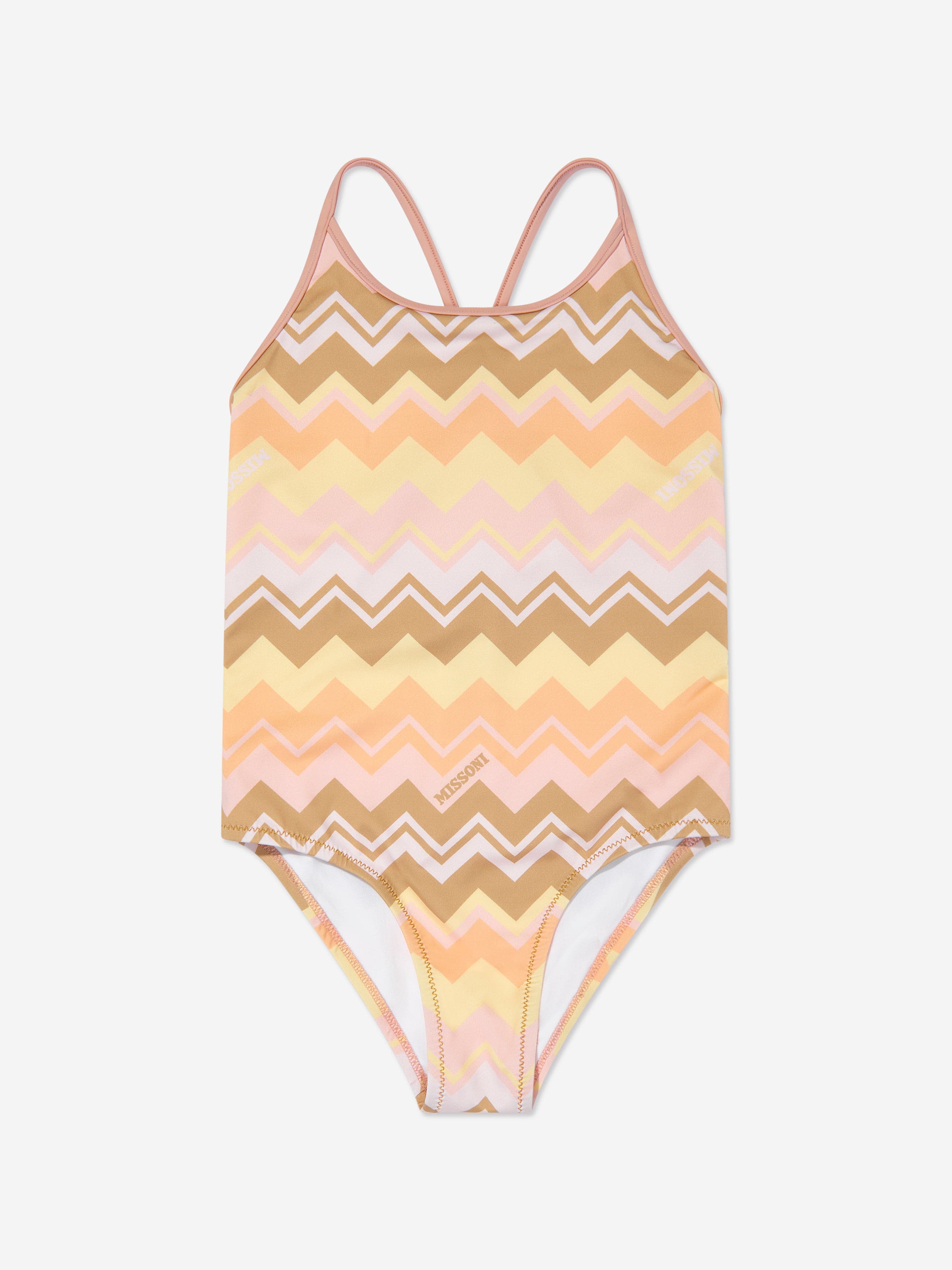 Girls Zigzag Swimsuit in Orange