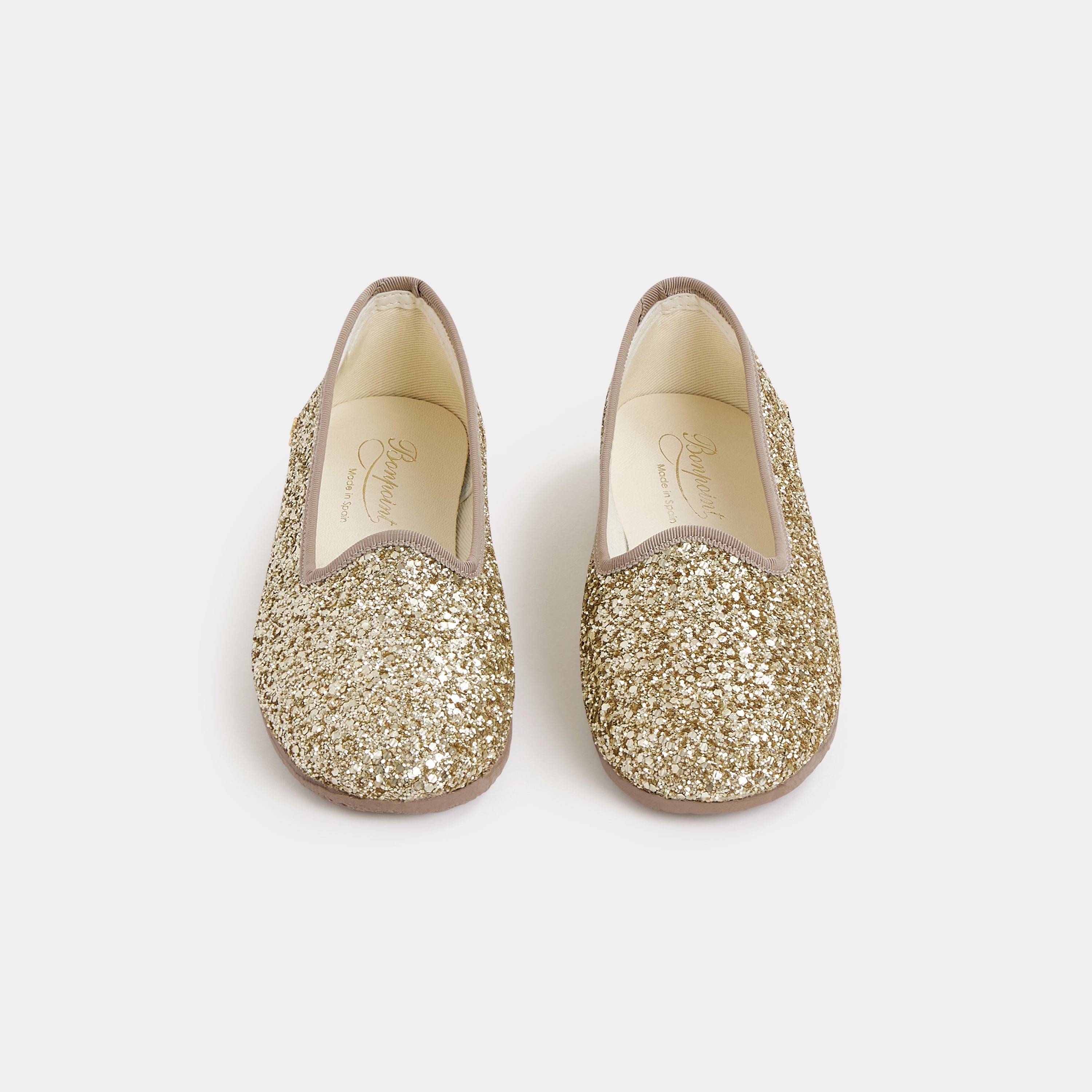 Girls Gold Sequin Flat Shoes