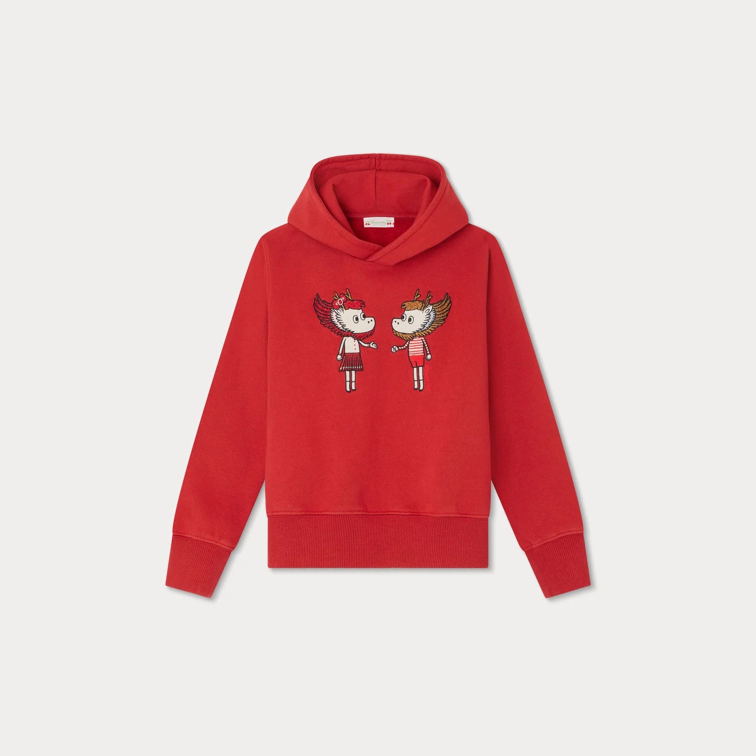 Girls Red Hooded Cotton Sweatshirt