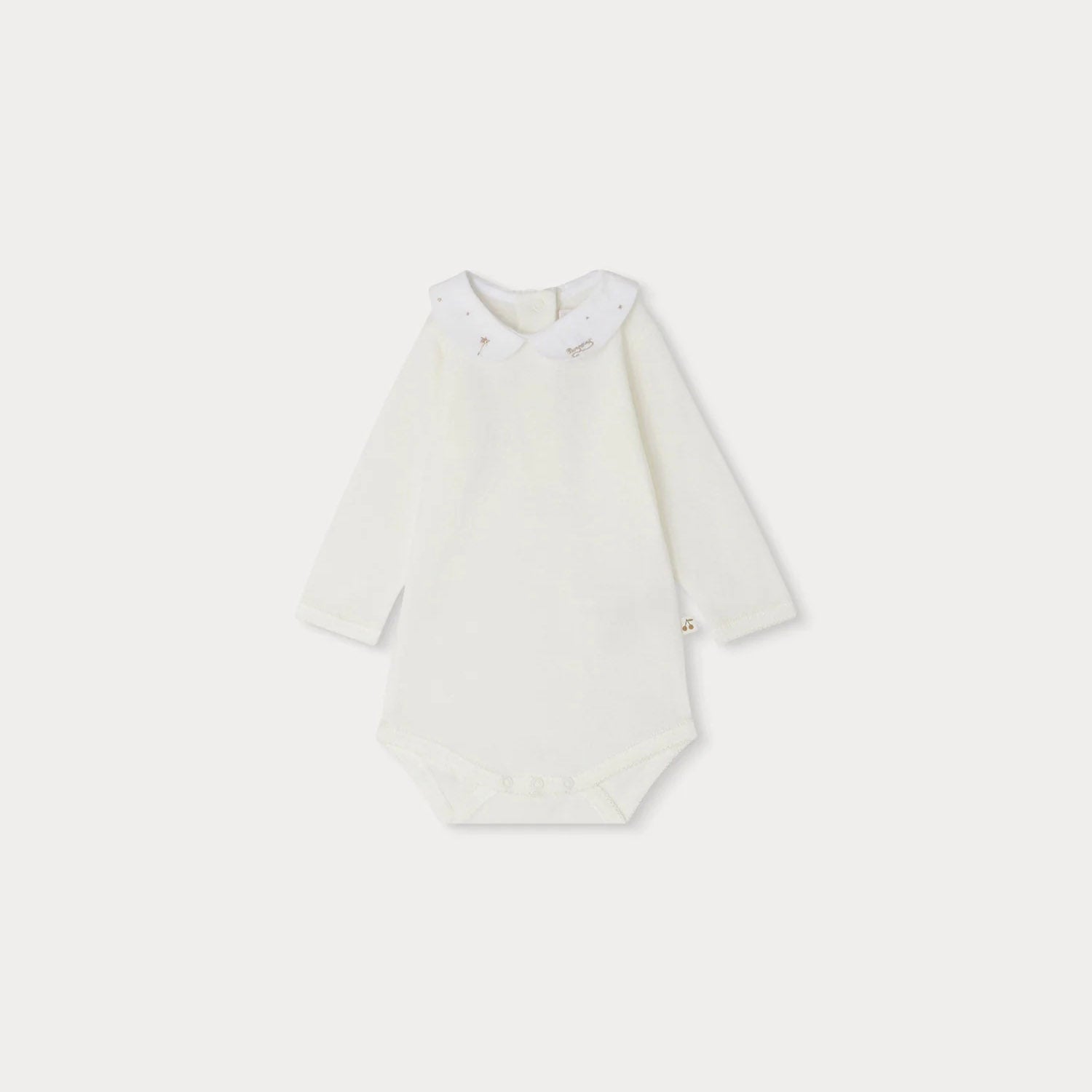 Baby Girls White Cotton Babysuit