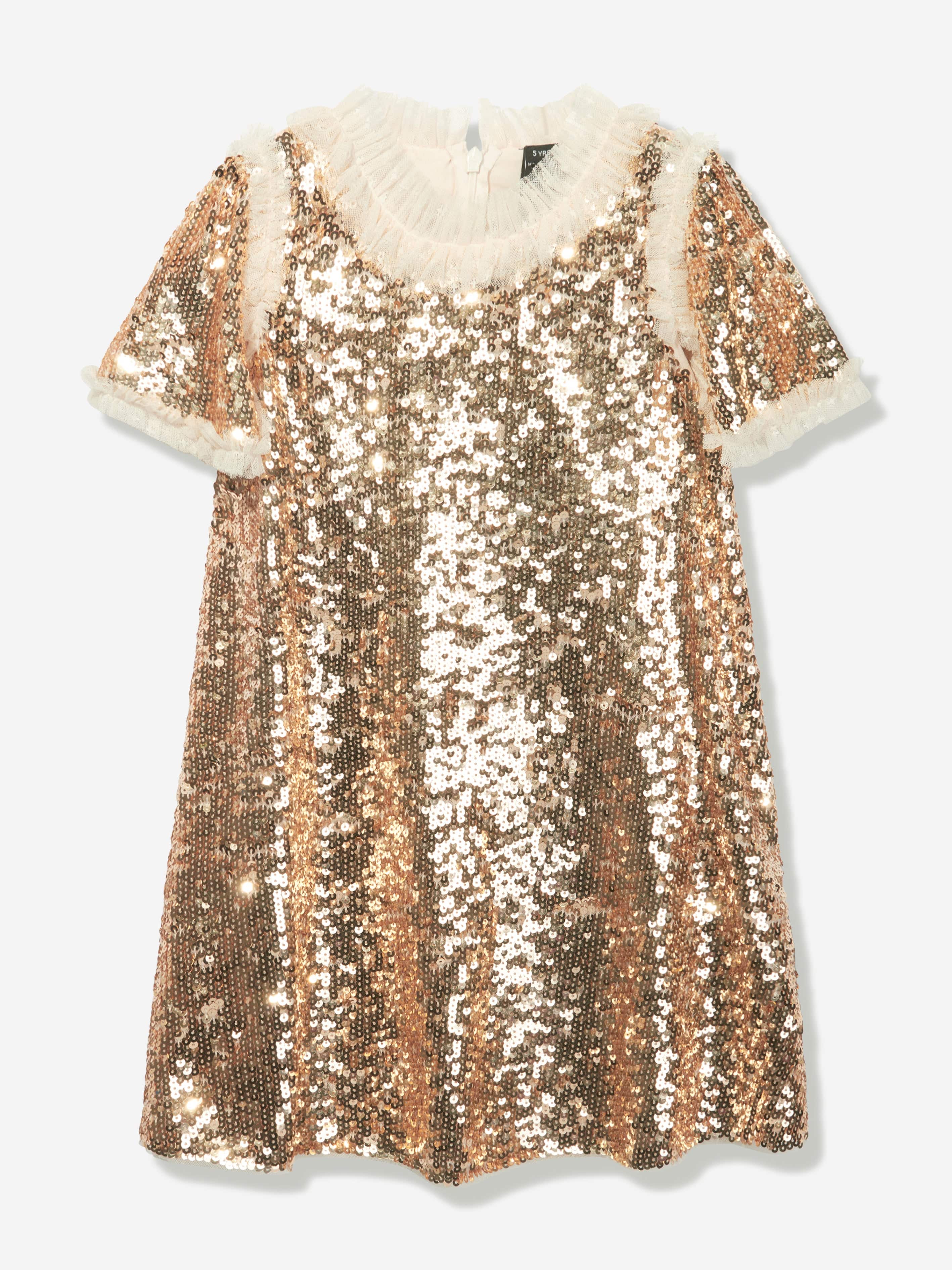 Needle & Thread Girls Matilda Dress in Gold