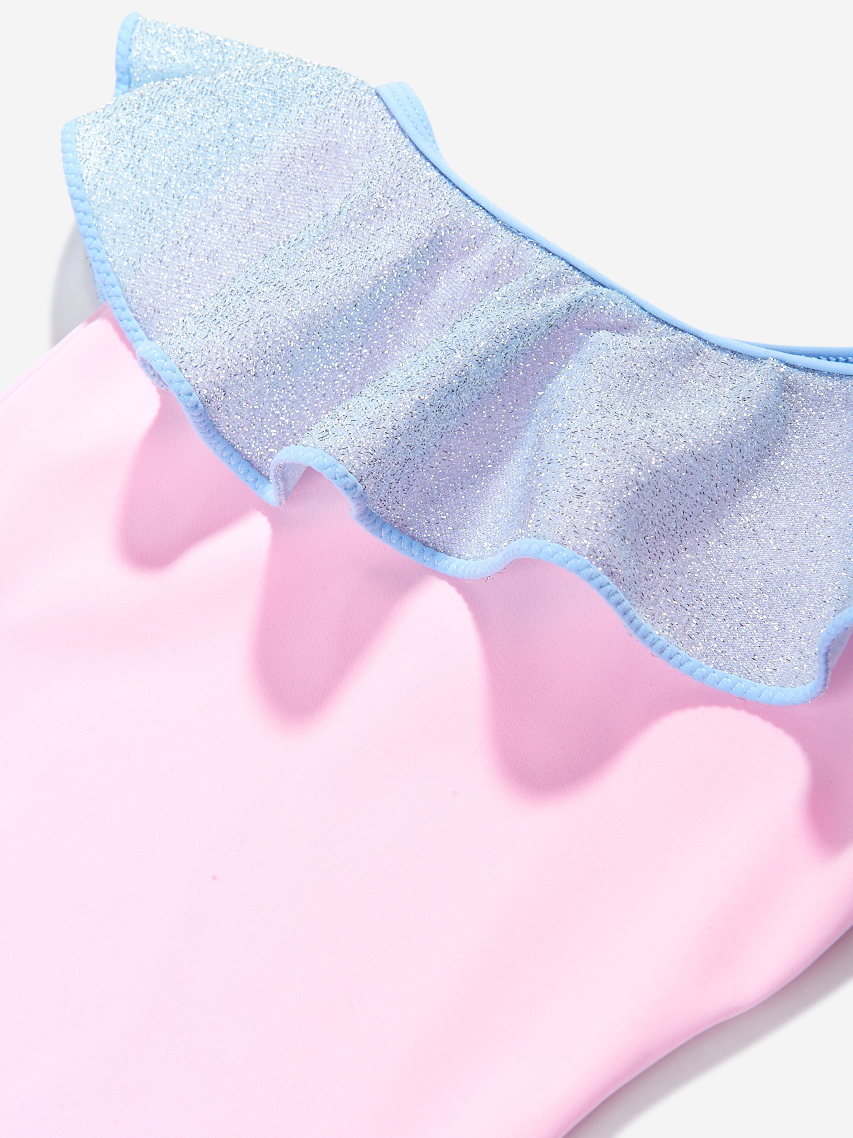 Nessi Byrd Girls Ruffle One Shoulder Silvia Swimsuit in Pink
