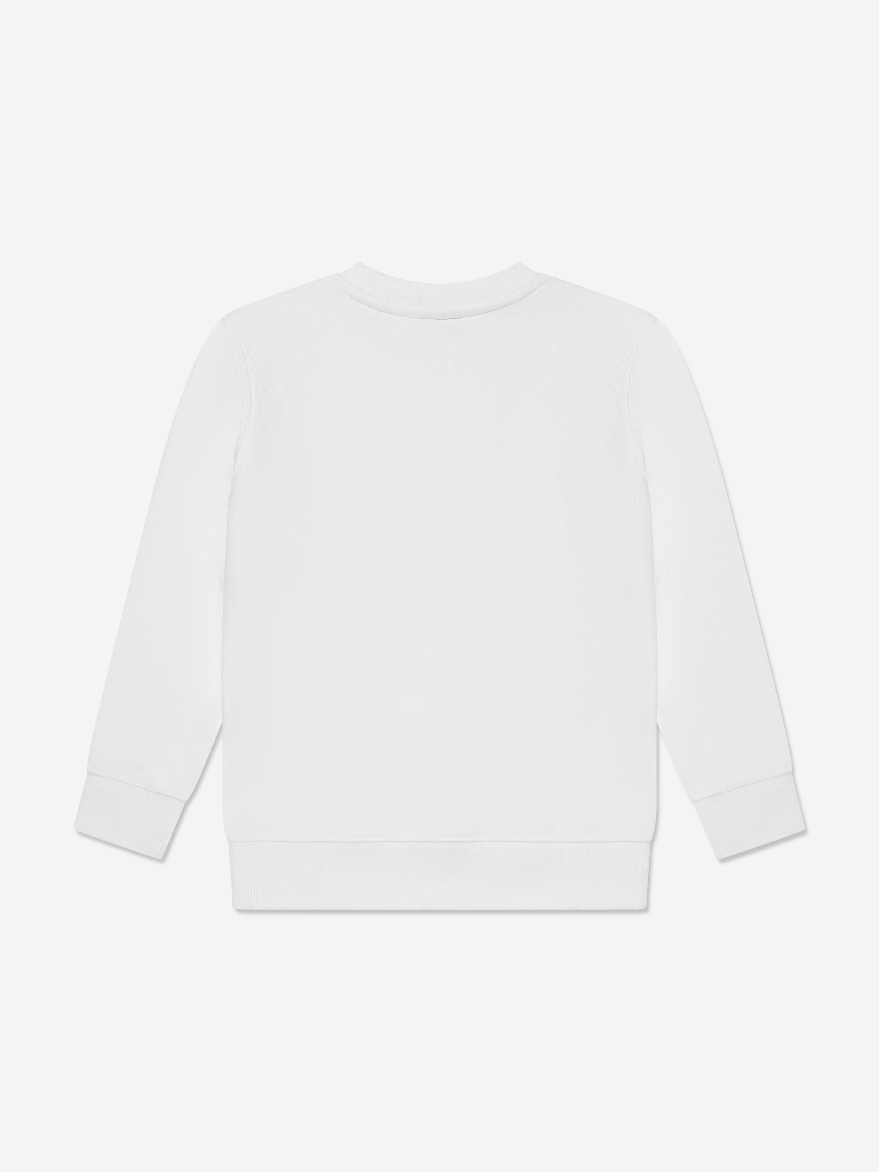 New Balance Boys Brush Back Stacked Logo Sweatshirt in White