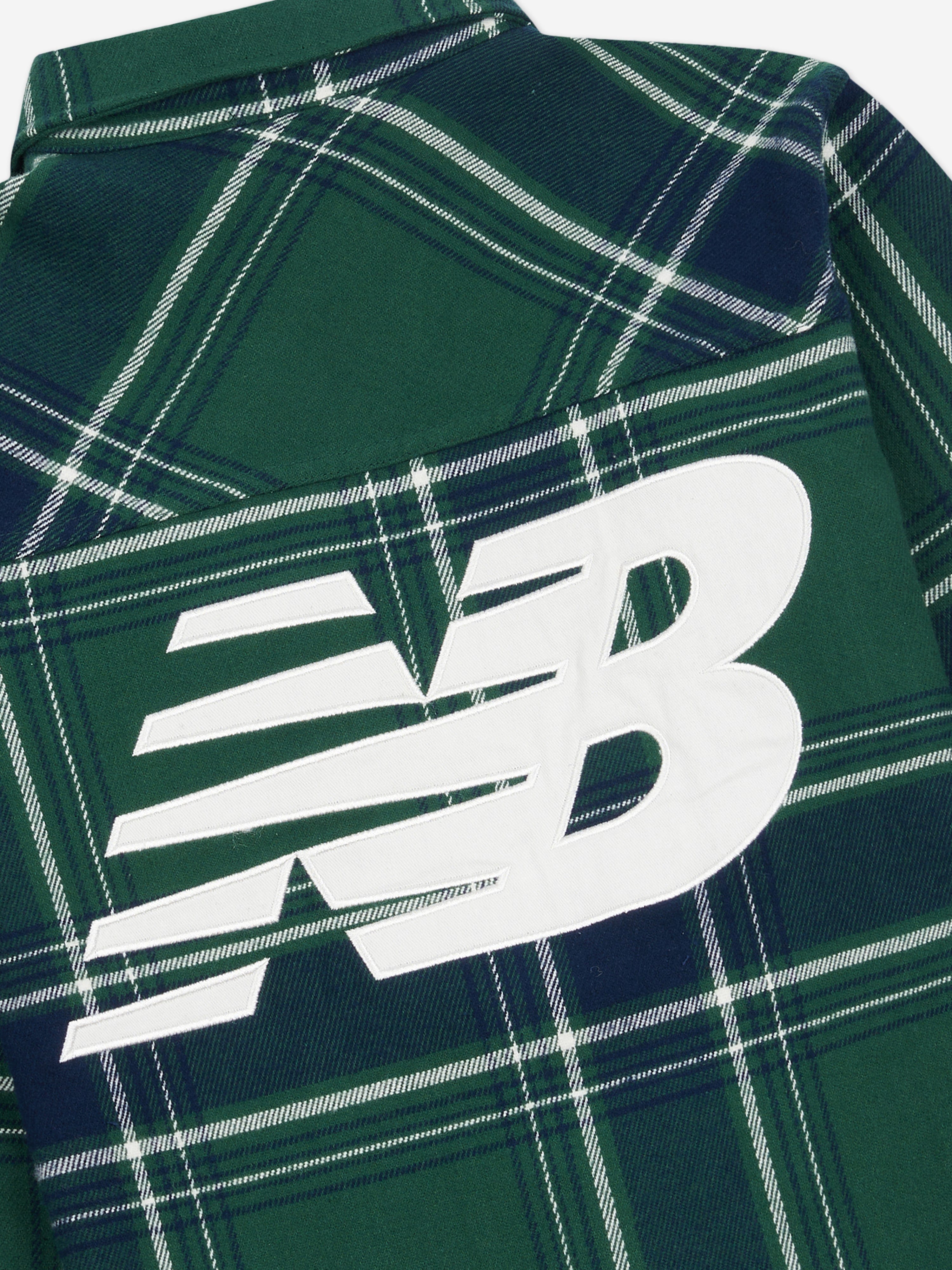 New Balance Boys Premium Checked Shirt in Green