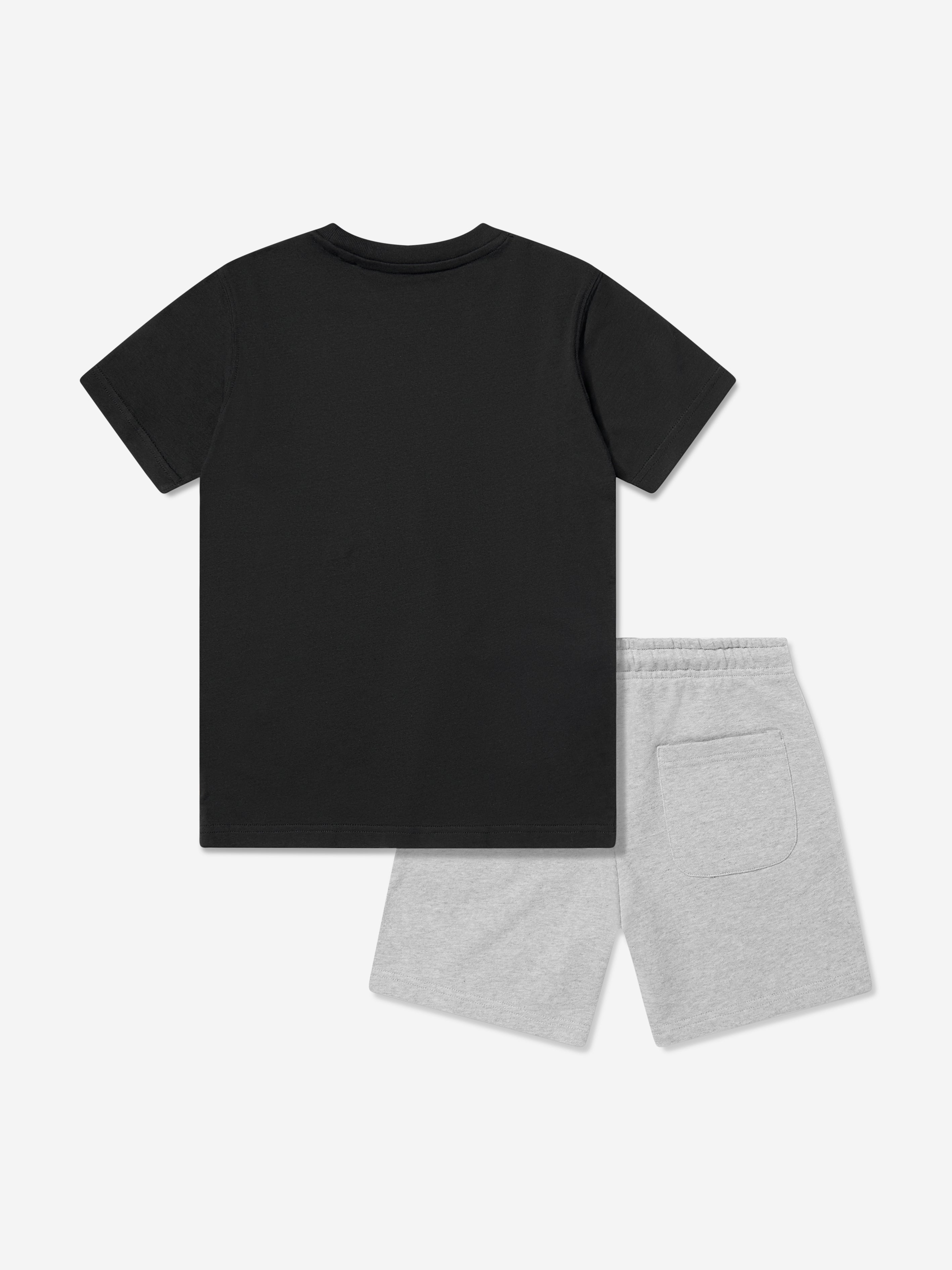 New Balance Boys Stacked Logo Short Set in Black