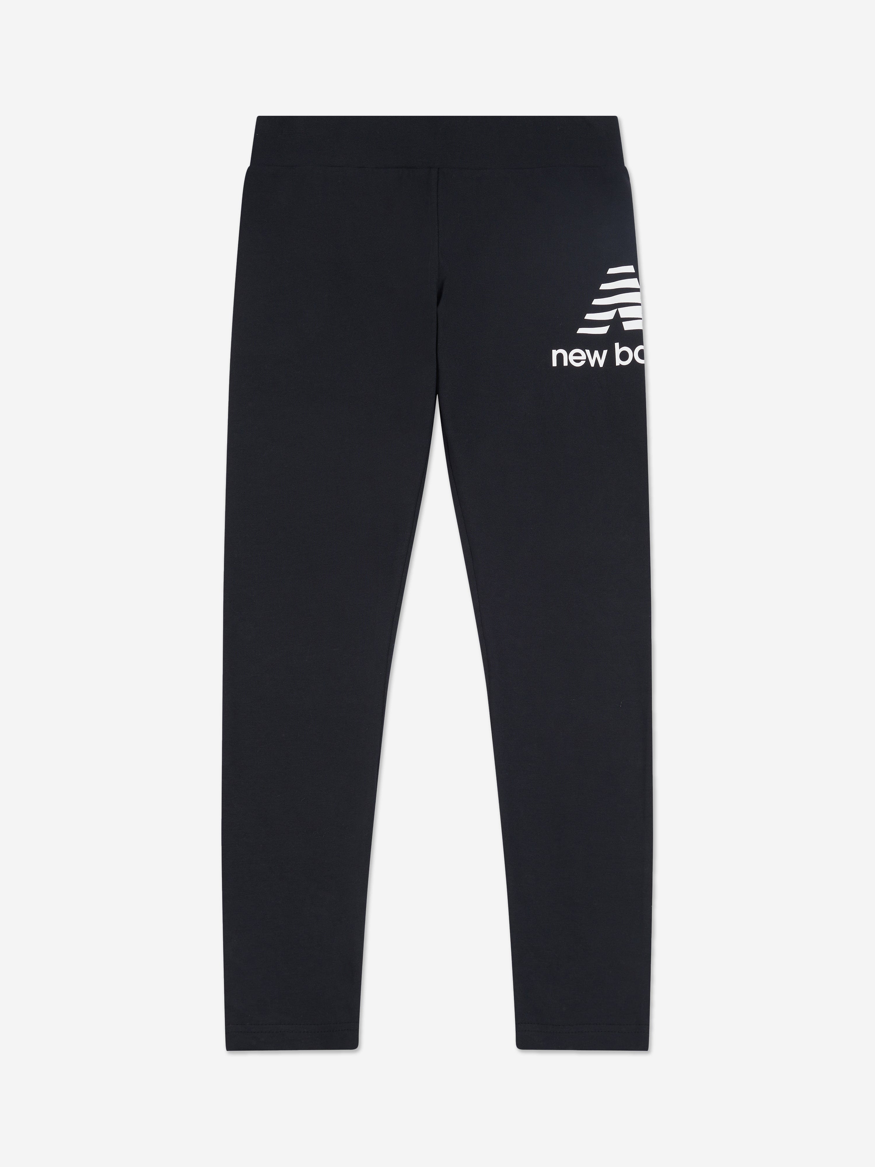 New Balance Girls Stacked Logo Leggings in Black