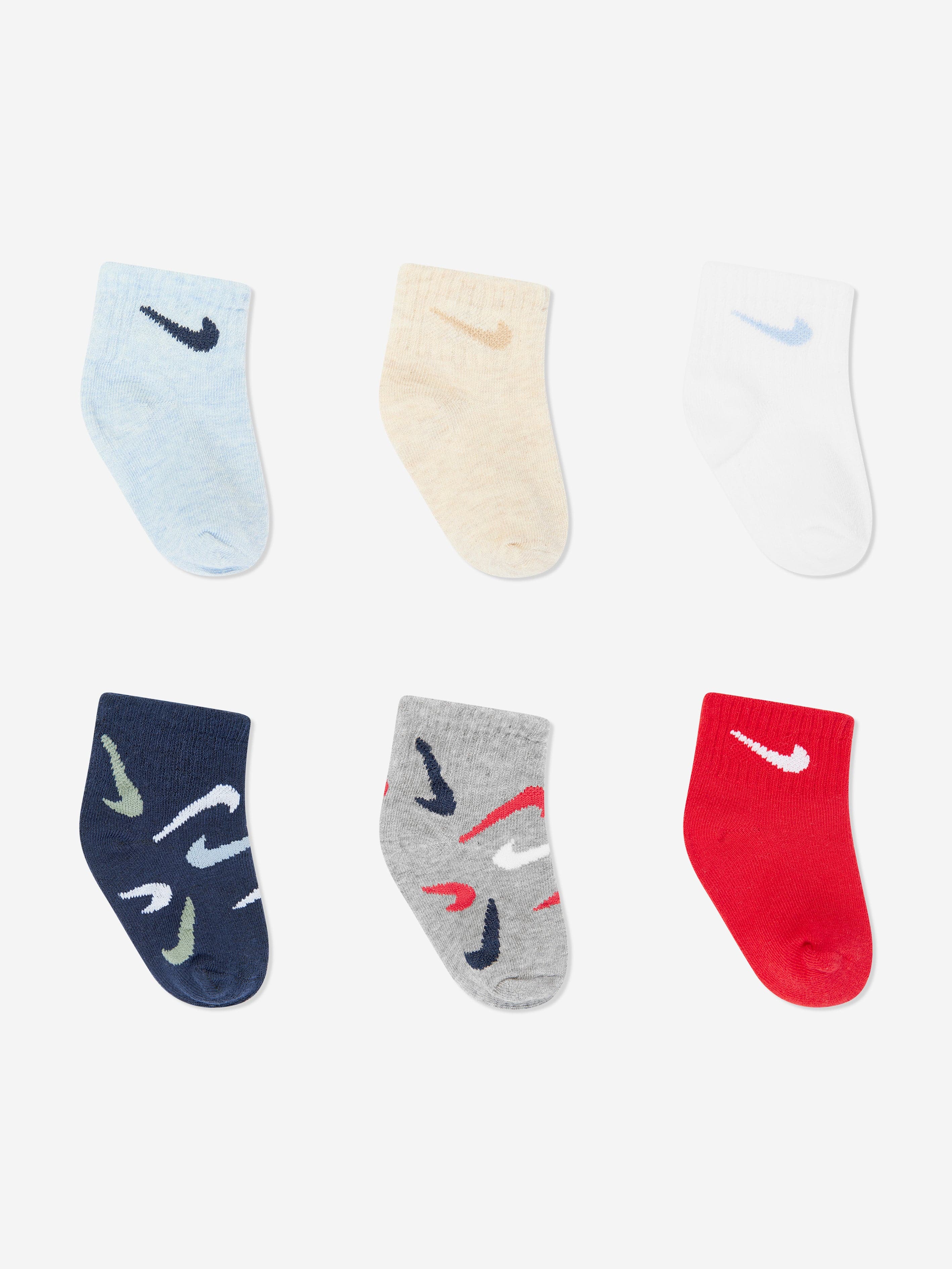 Baby Swooshfetti 6 Pack Ankle Socks Ser in Grey