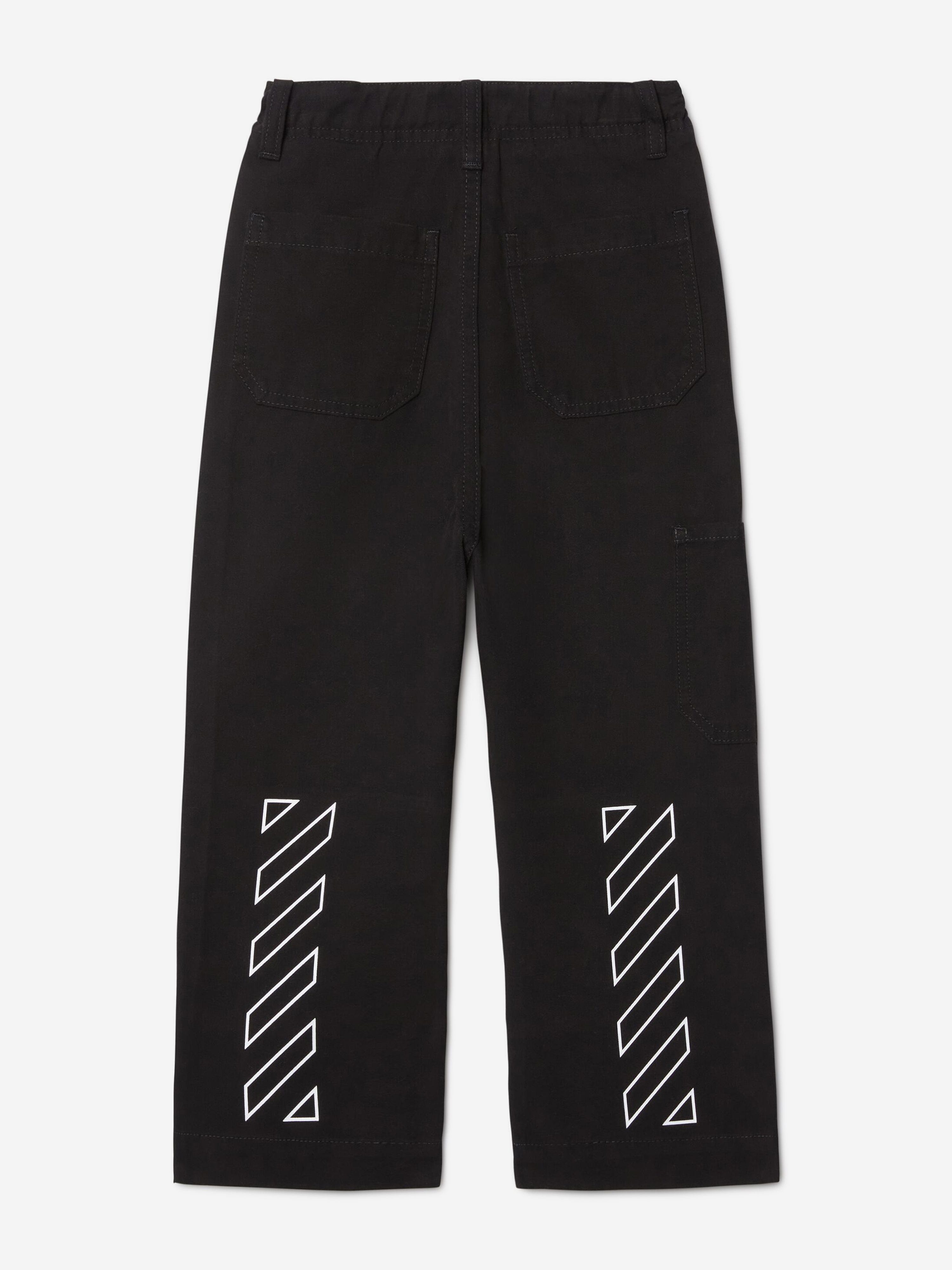 Off-White Boys Off Stamp Clear Worker Trousers in Black