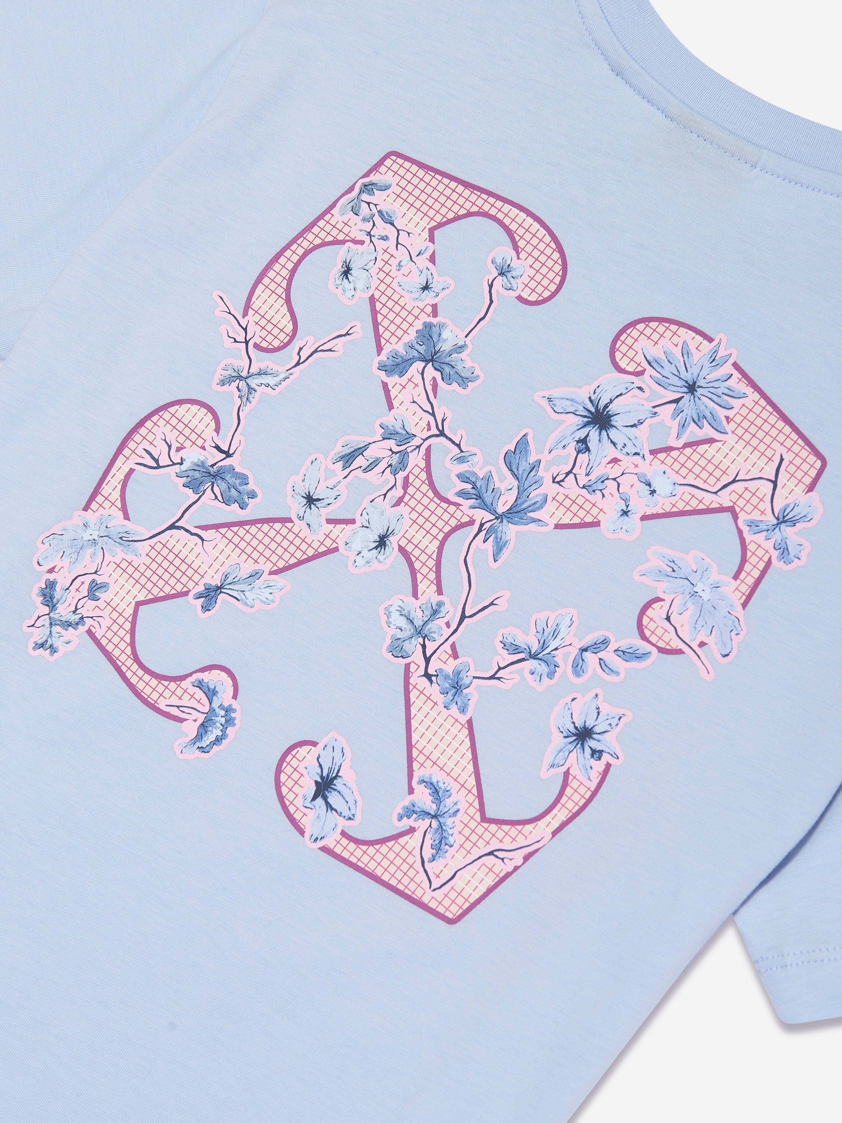 Off-White Girls Arrow Flowers T-Shirt in Blue