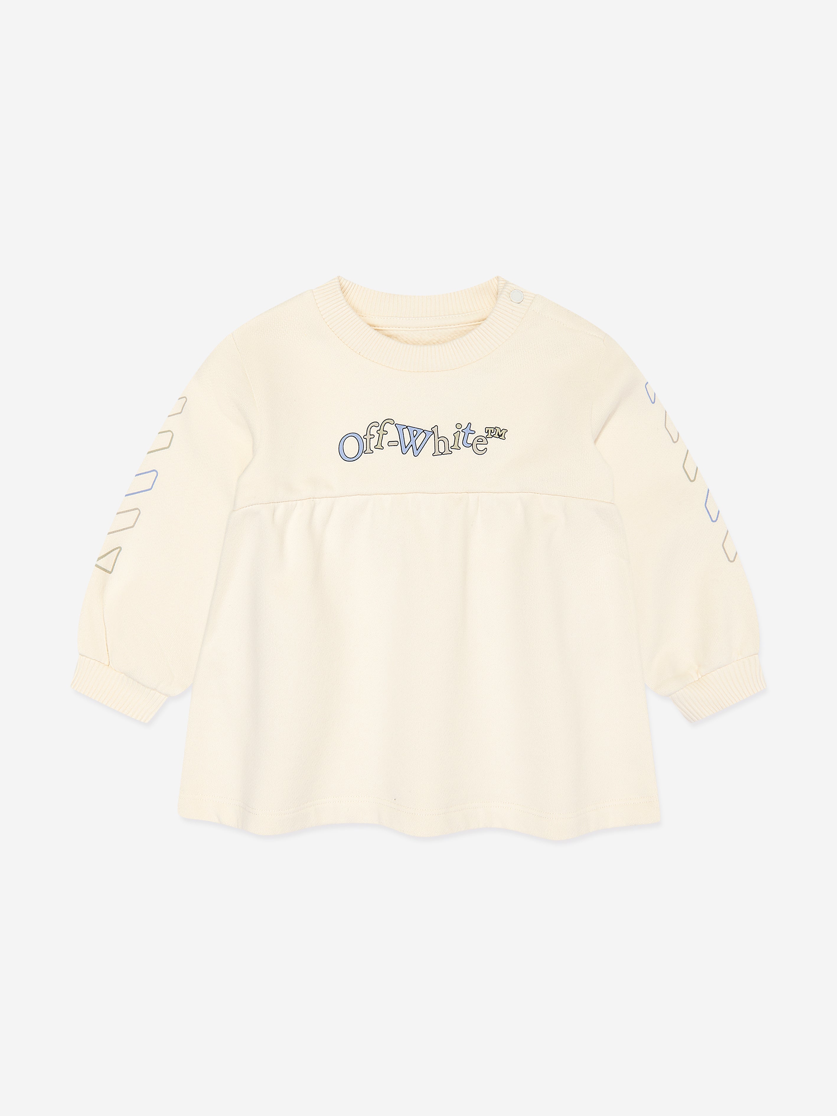 Off-White Baby Girls Bookish Crazy Crew Dress in Ivory