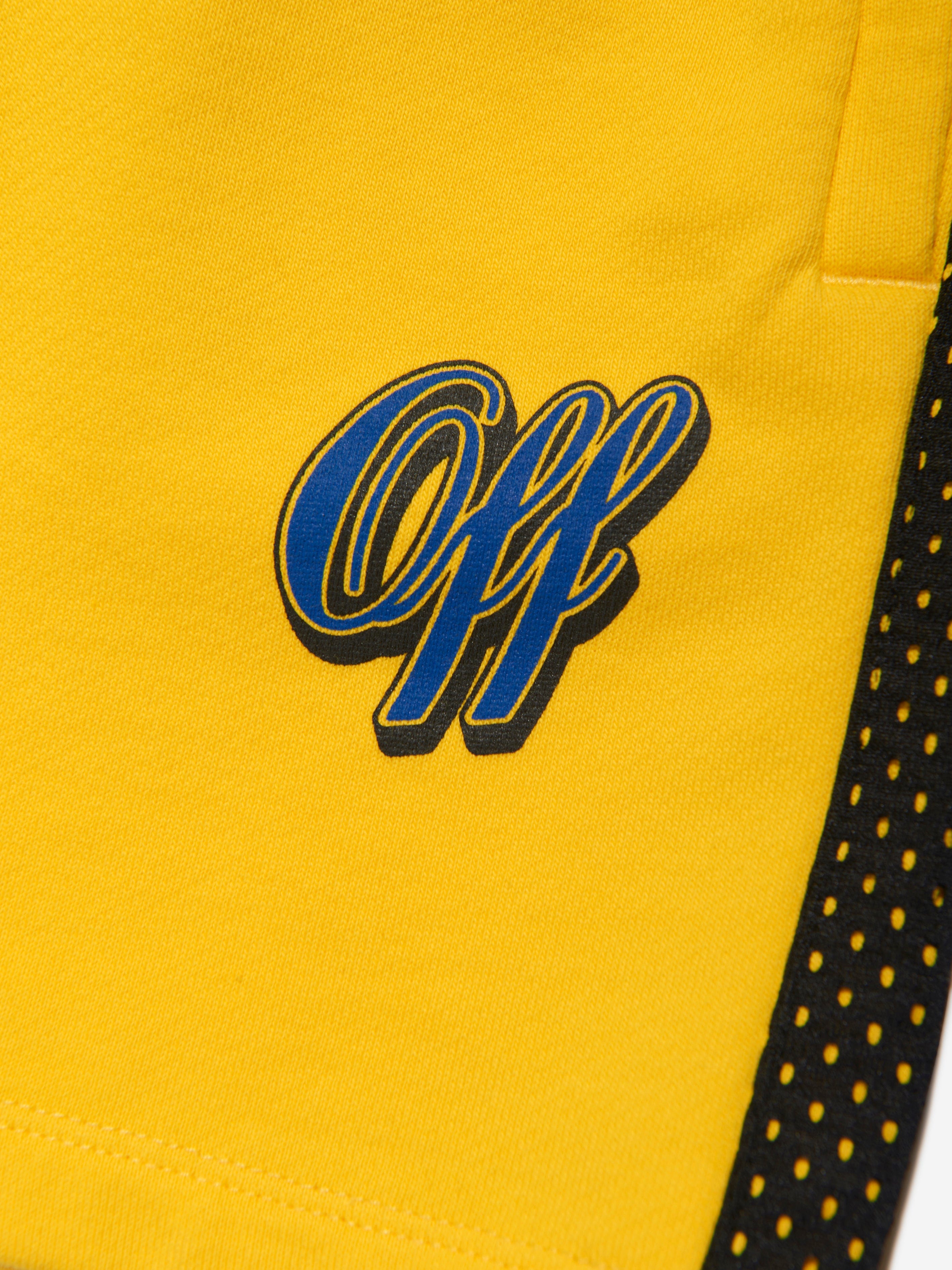 Off-White Boys Baseball Logo Mesh Shorts in Yellow