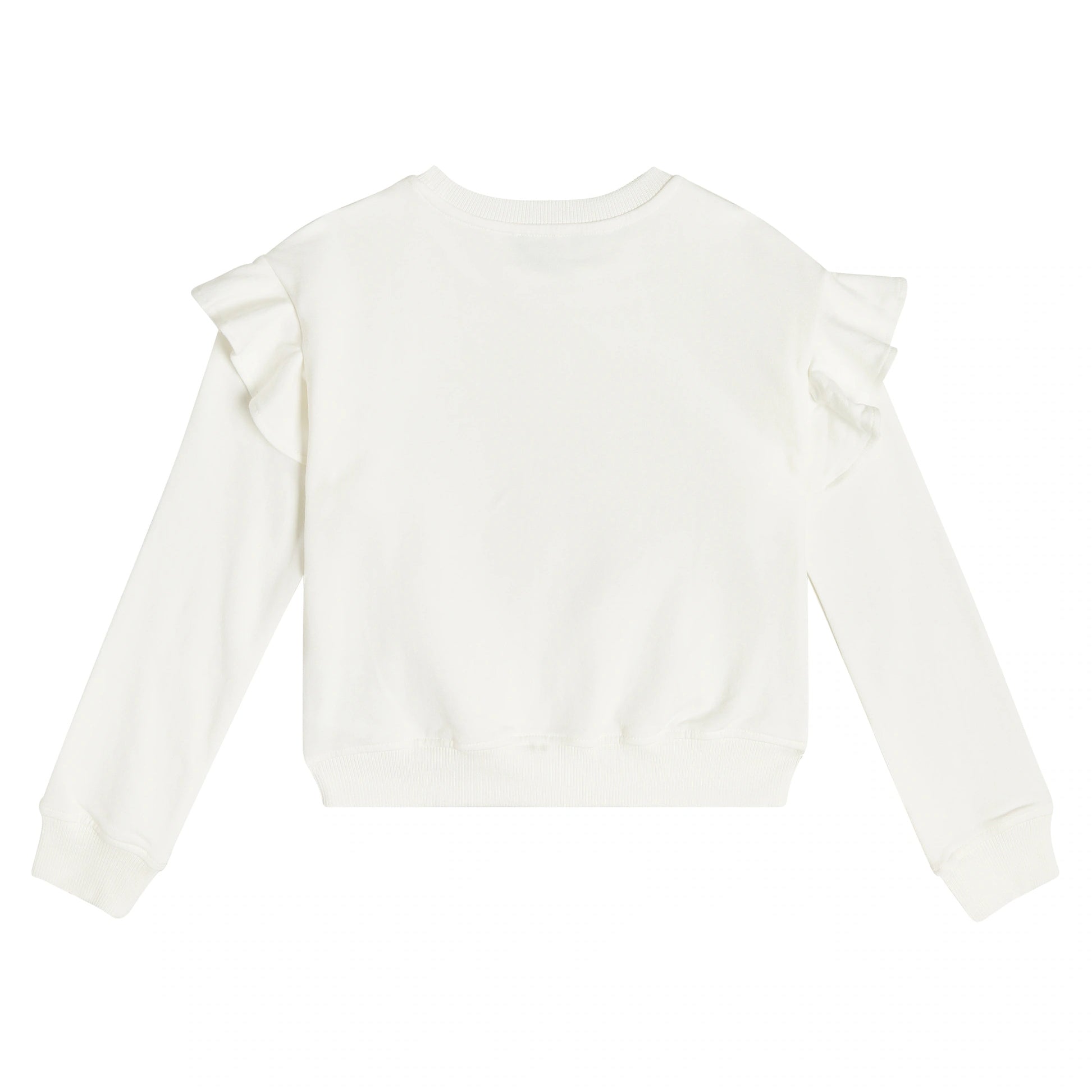 Girls White Printed Cotton Sweatshirt