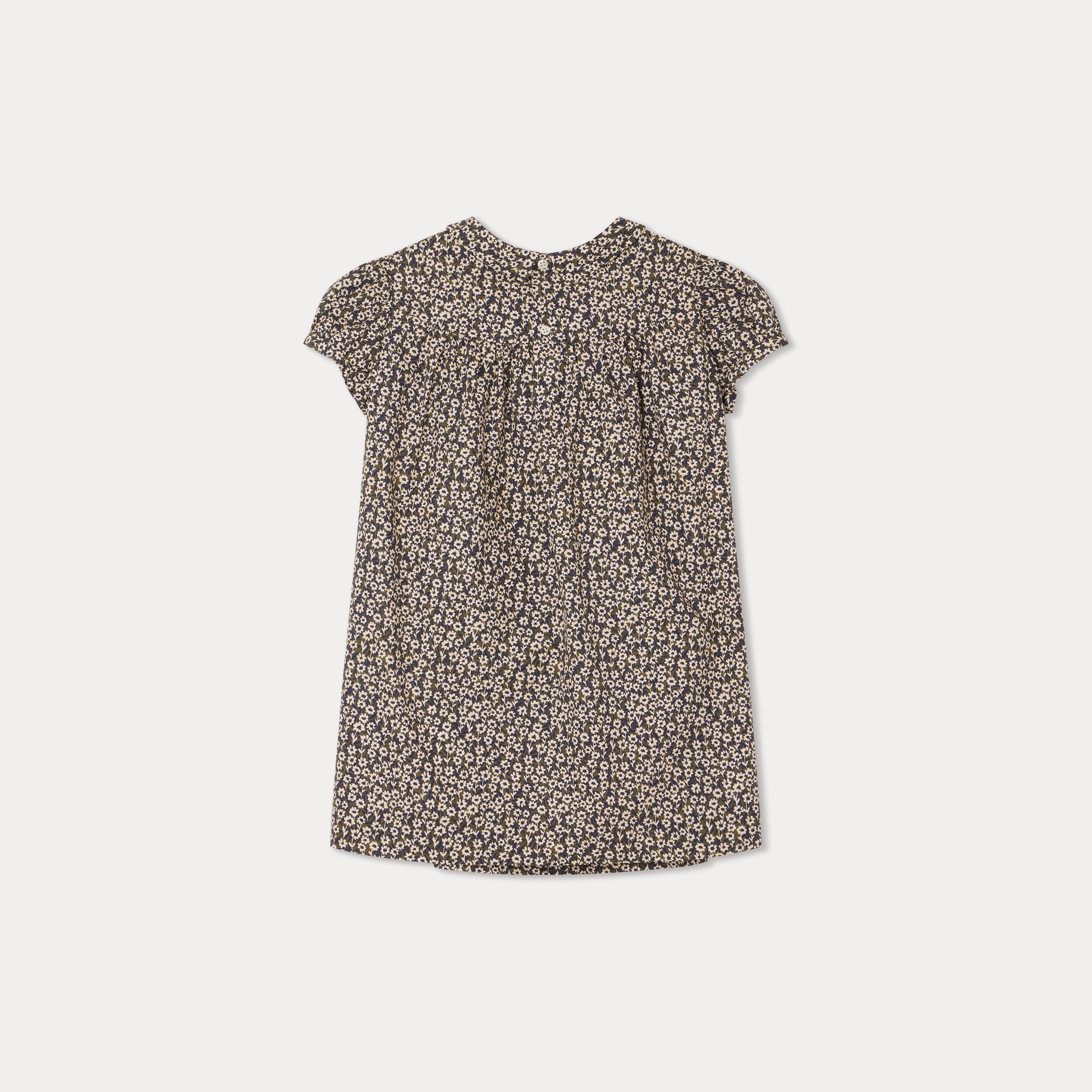Girls Green Floral Cotton Dress
