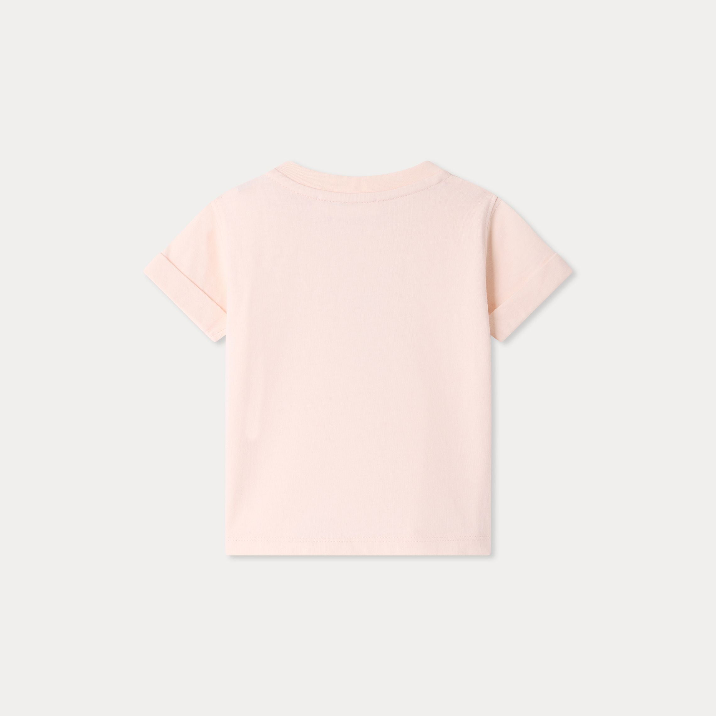 Baby Girls Light Pink Printed Cotton T-Shirt