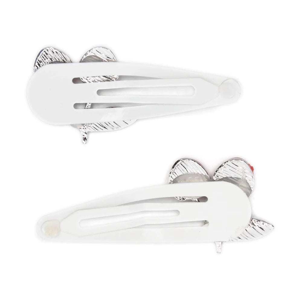 Girls White Cherry Hair Clips