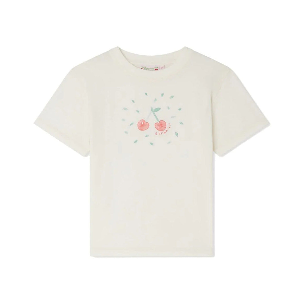Girls White Cherry Cotton T-Shirt