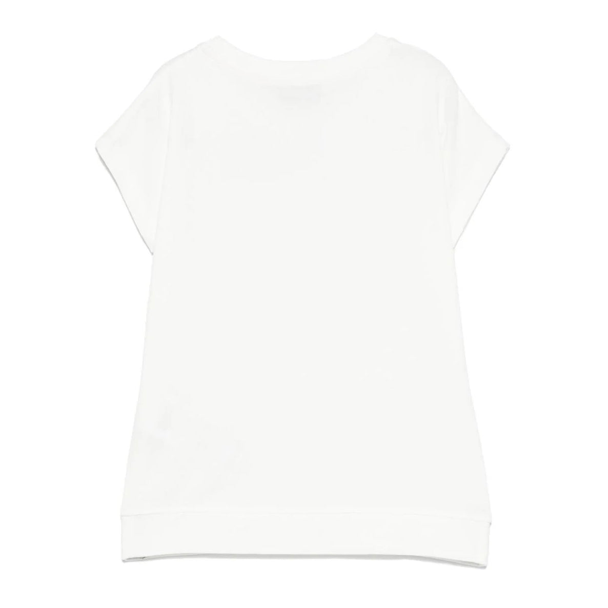 Girls White Printed Cotton T-Shirt