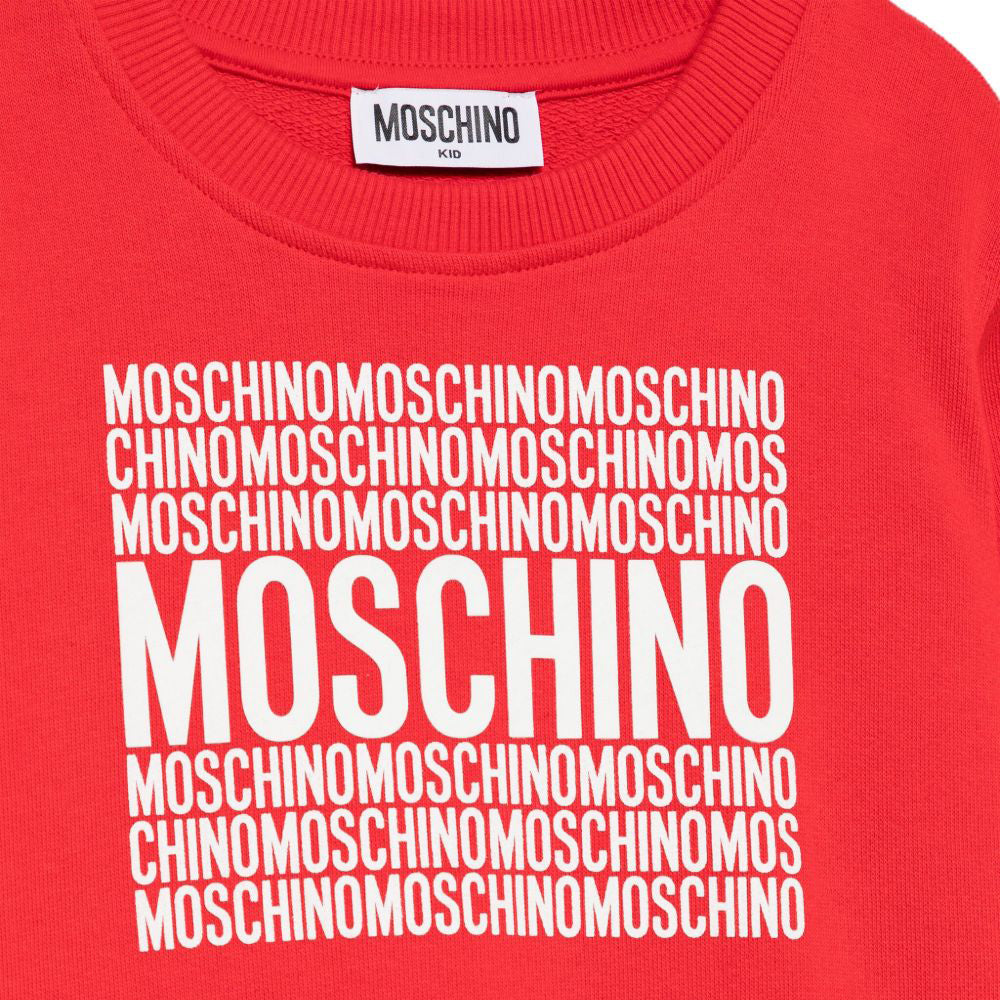 Sweat-shirt en coton à logo imprimé rouge pour garçons et filles