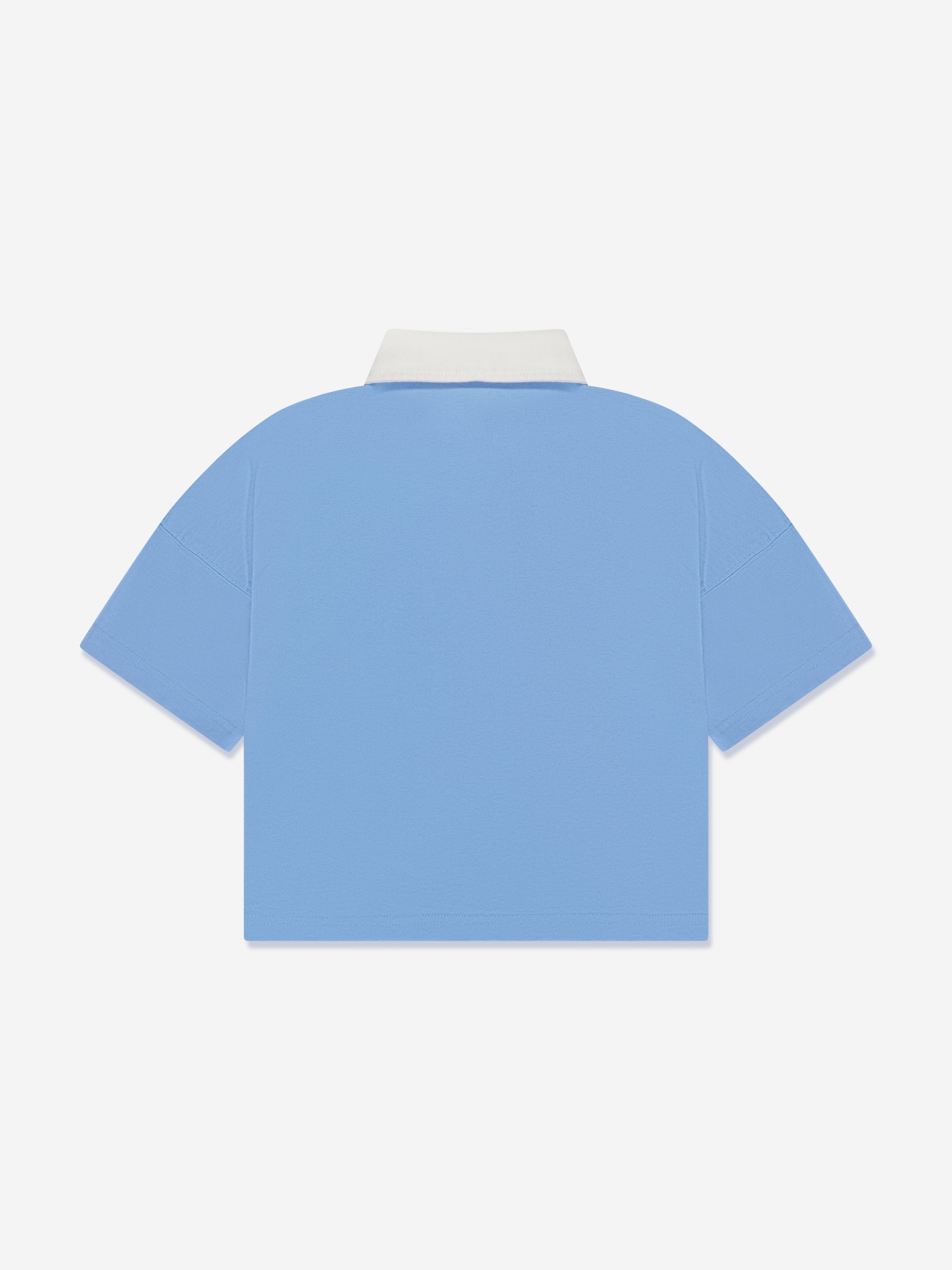 Palm Angels Boys Flames Oversized Polo Shirt in Blue