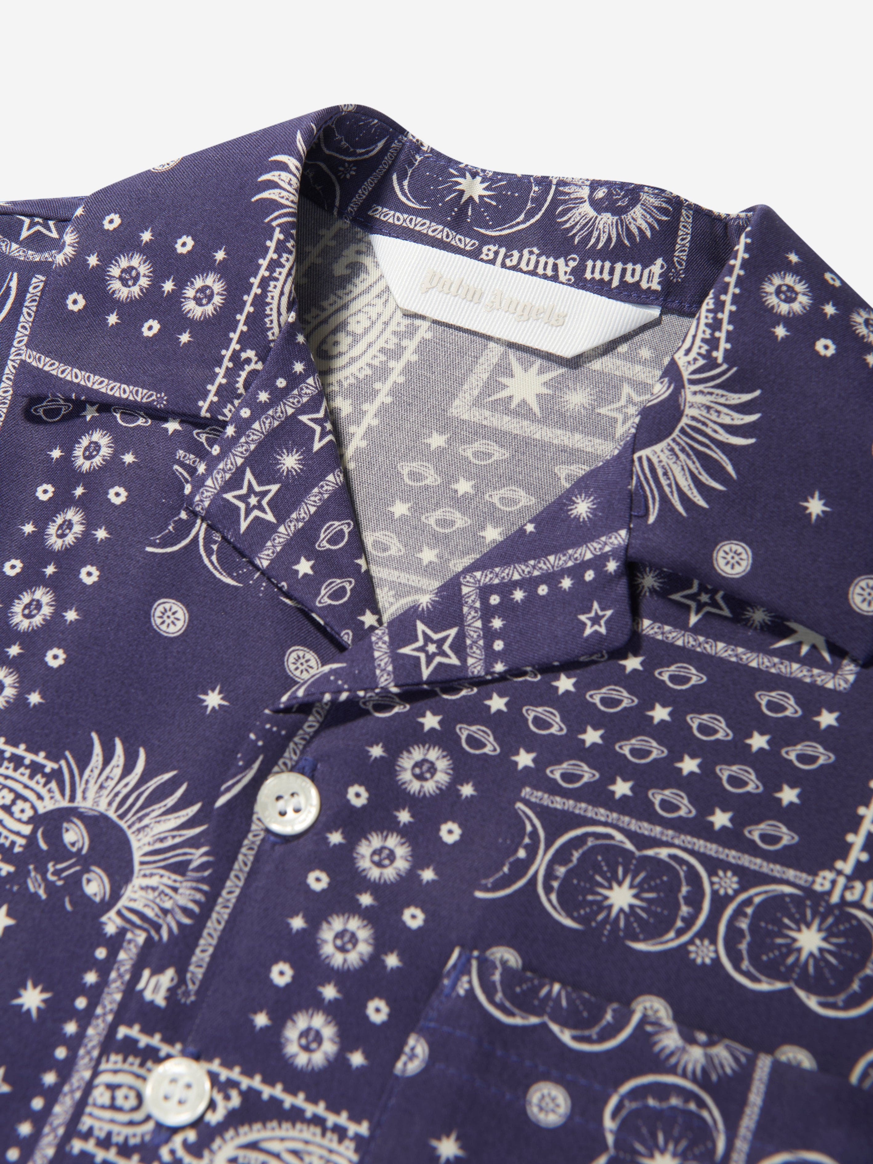 Palm Angels Boys Astrology Print Shirt in Navy
