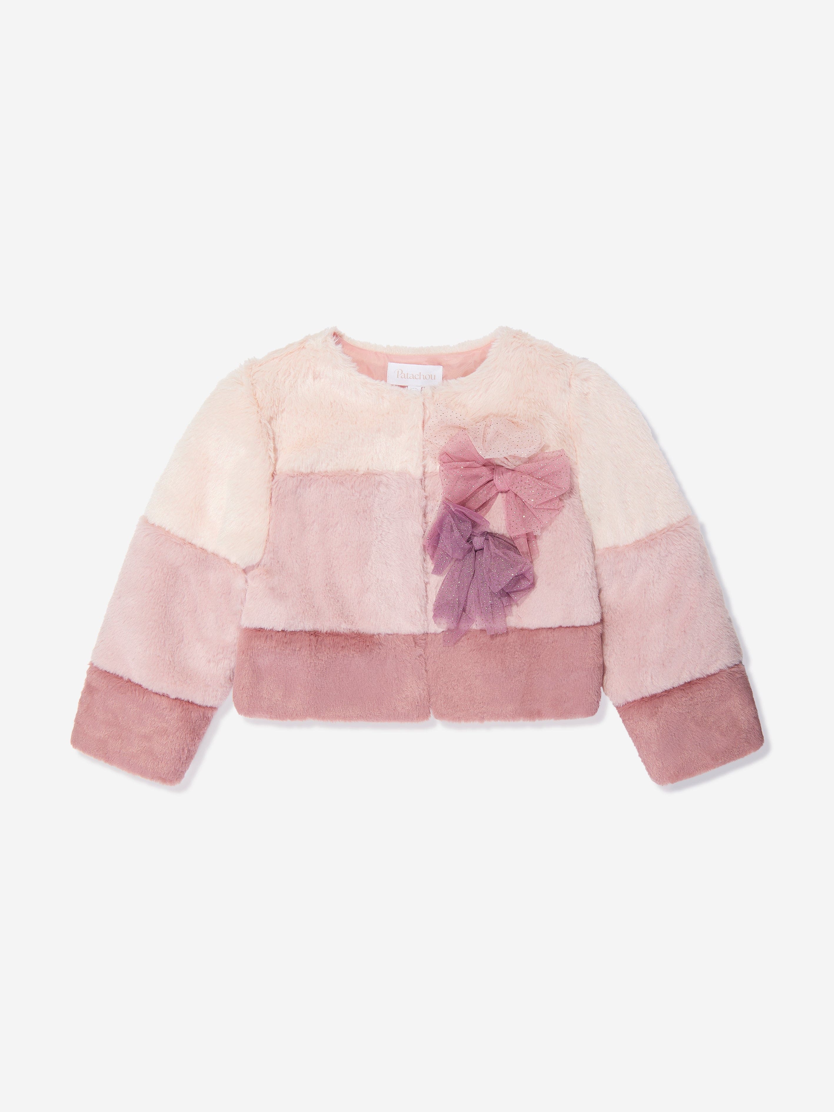 Girls Faux Fur Jacket in Multicolour
